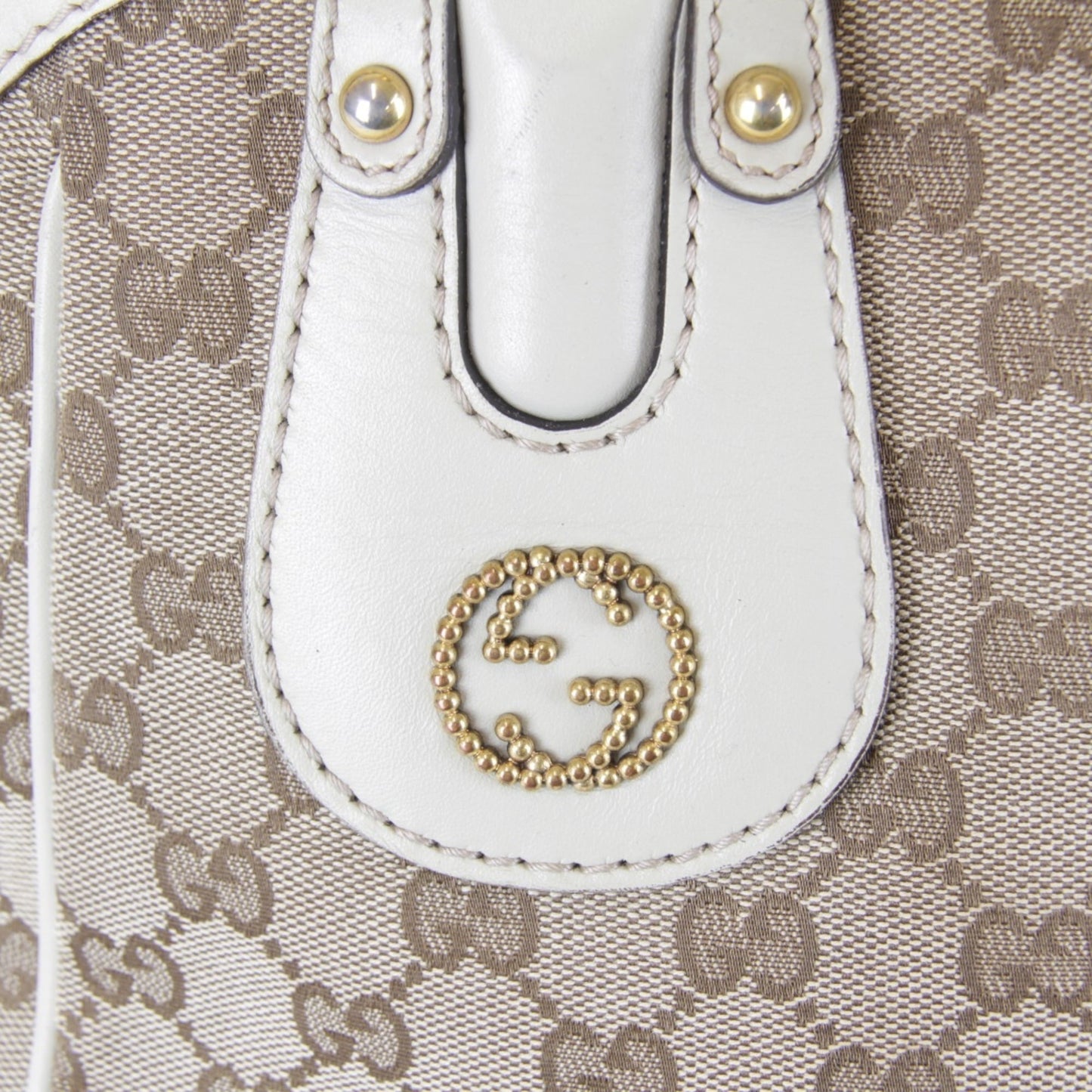 Gucci Gg Canvas Beige Gg Canvas Leather Handbag
