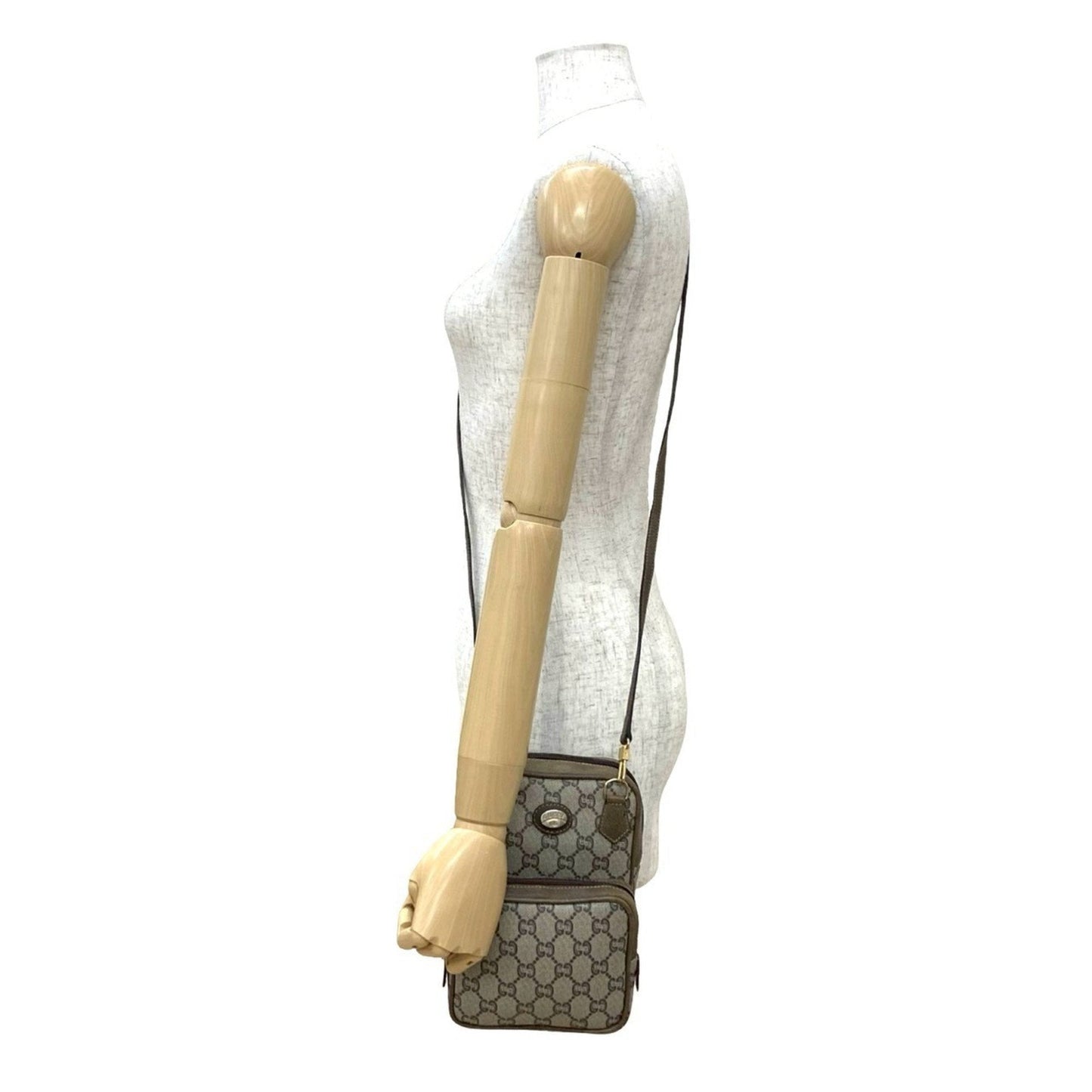 Gucci Brown Leather Pvc Pochette Shoulder Bag