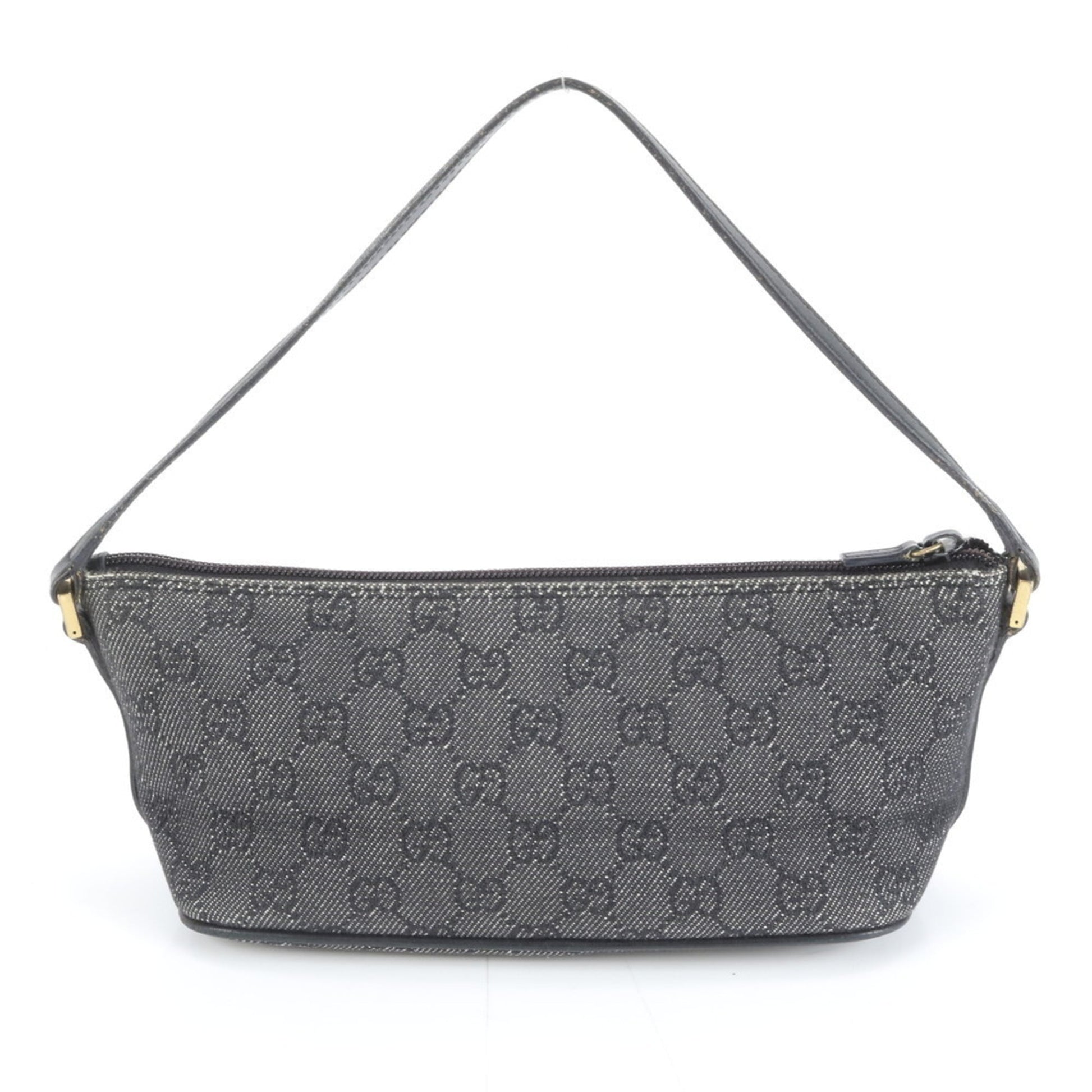 Gucci Black Leather Canvas Pouch Shoulder Bag