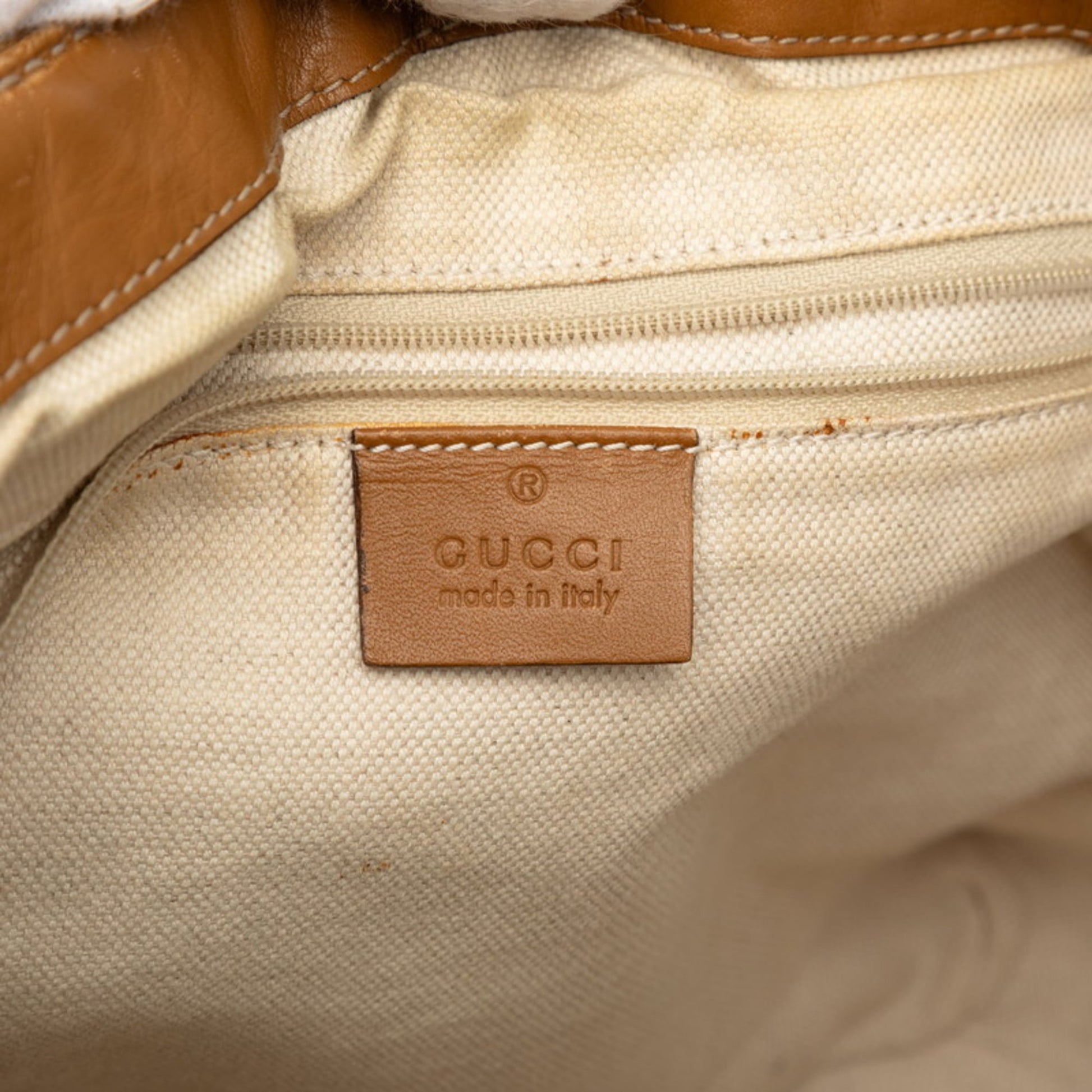 Gucci Beige Canvas Leather Handbag Shoulder Bag