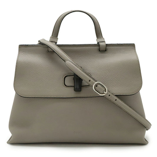 Gucci Gray Bamboo Leather Handbag Shoulder Bag