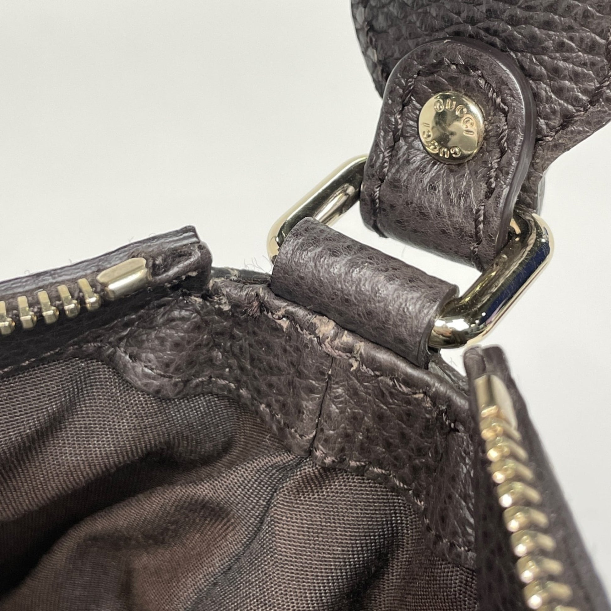 Gucci Beige Brown Gg Canvas Leather Shoulder Bag