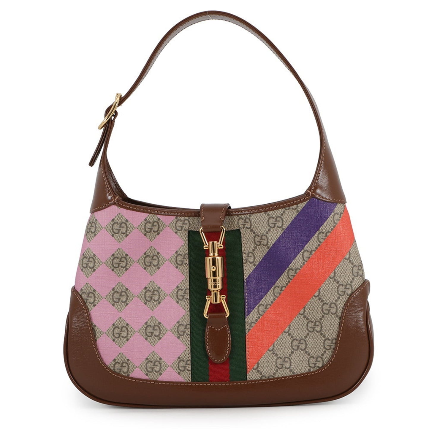 Gucci Beige Brown Multi-Color Gg Supreme Leather Shoulder Bag
