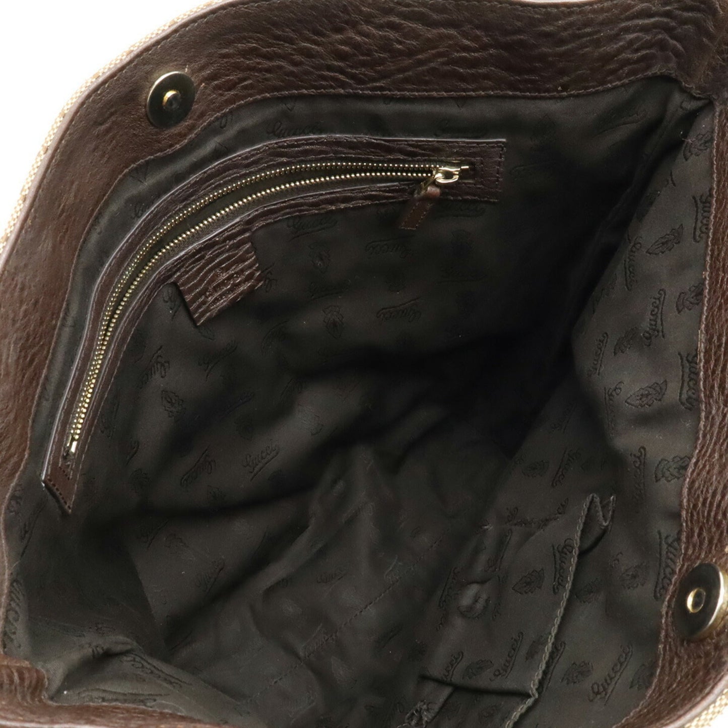 Gucci Beige Brown Dark Brown Khaki Gg Canvas Leather Shoulder Bag Tote Bag
