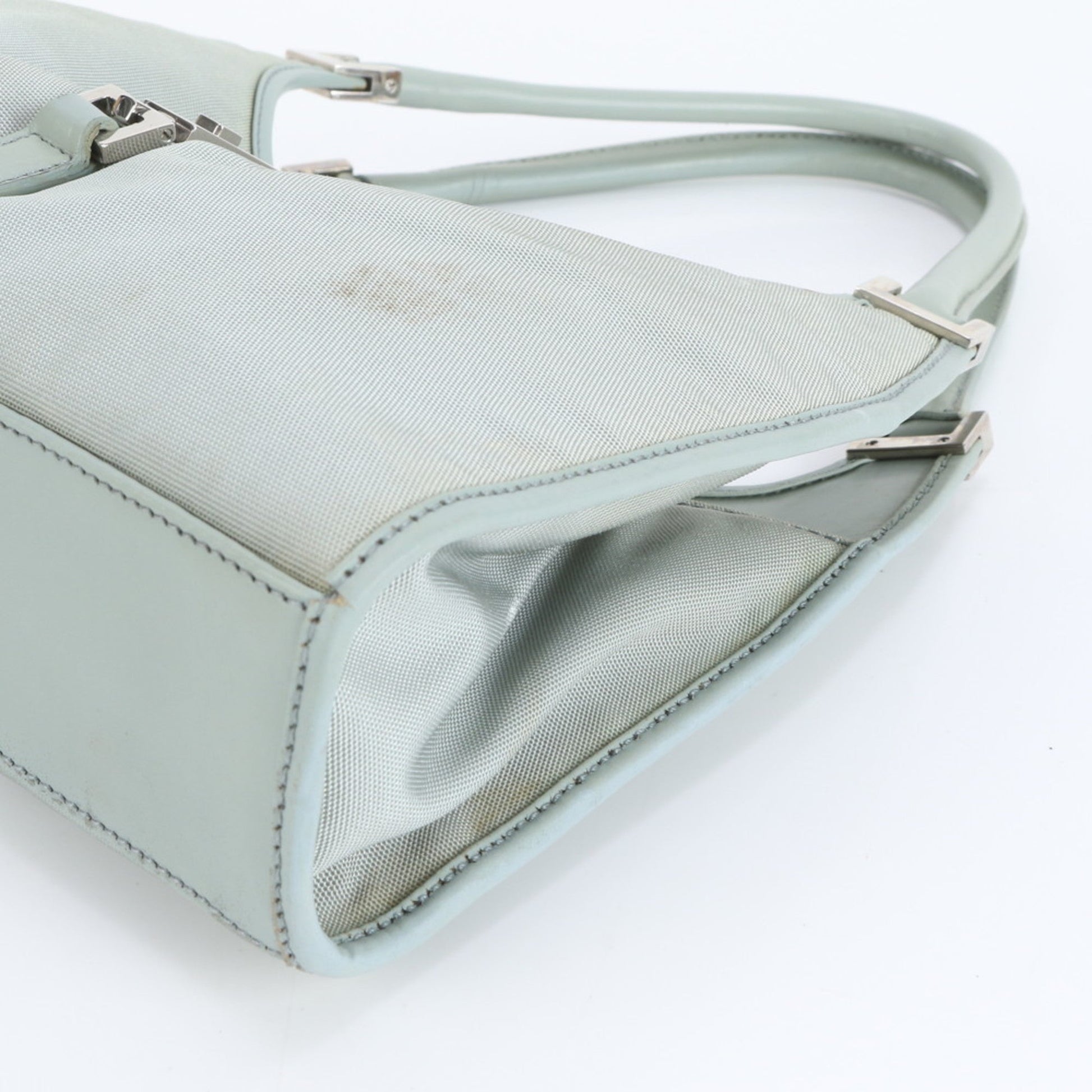 Gucci Green Leather Canvas Tote Bag