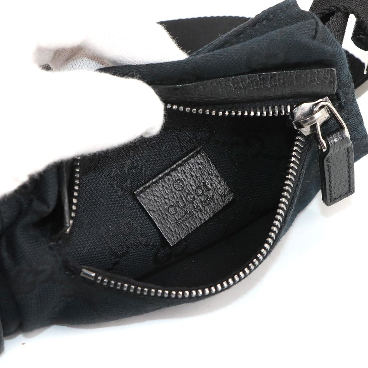 Gucci Black Gg Canvas Leather Fanny Pack