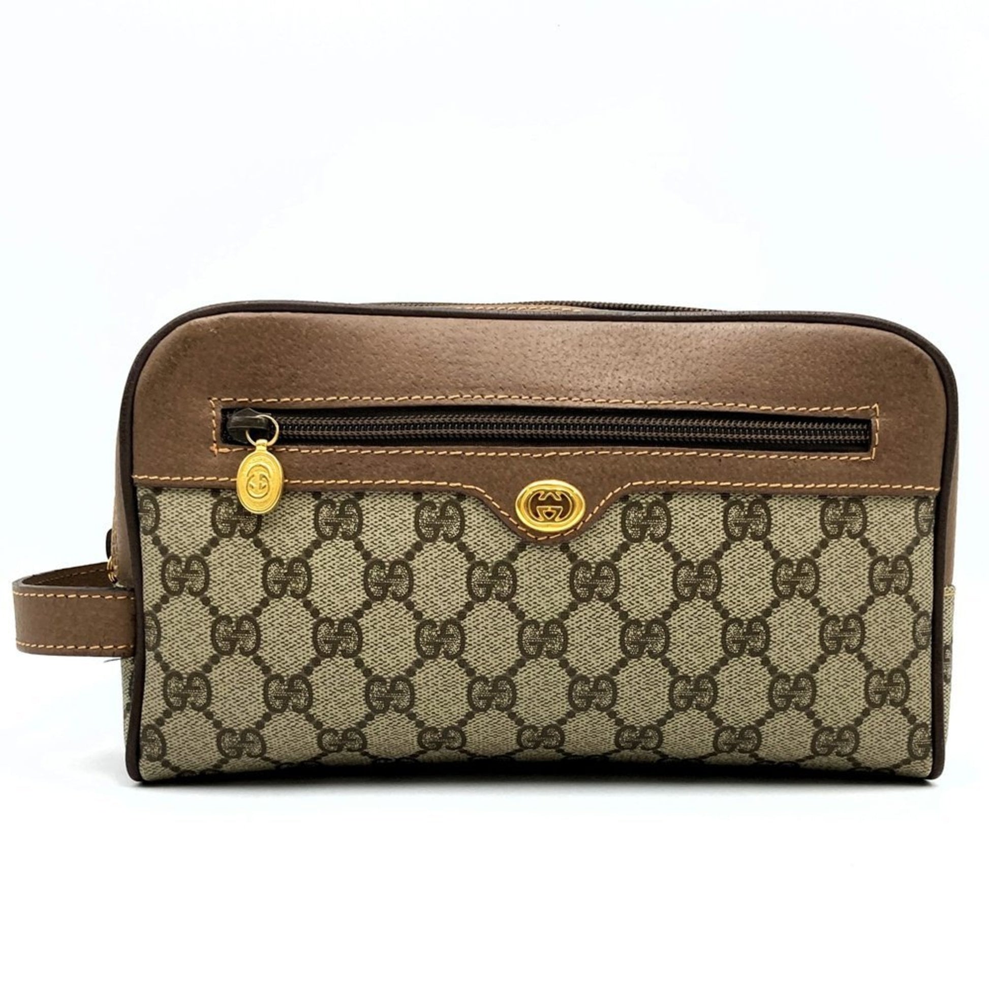 Gucci Brown Gg Supreme Pvc Pouch