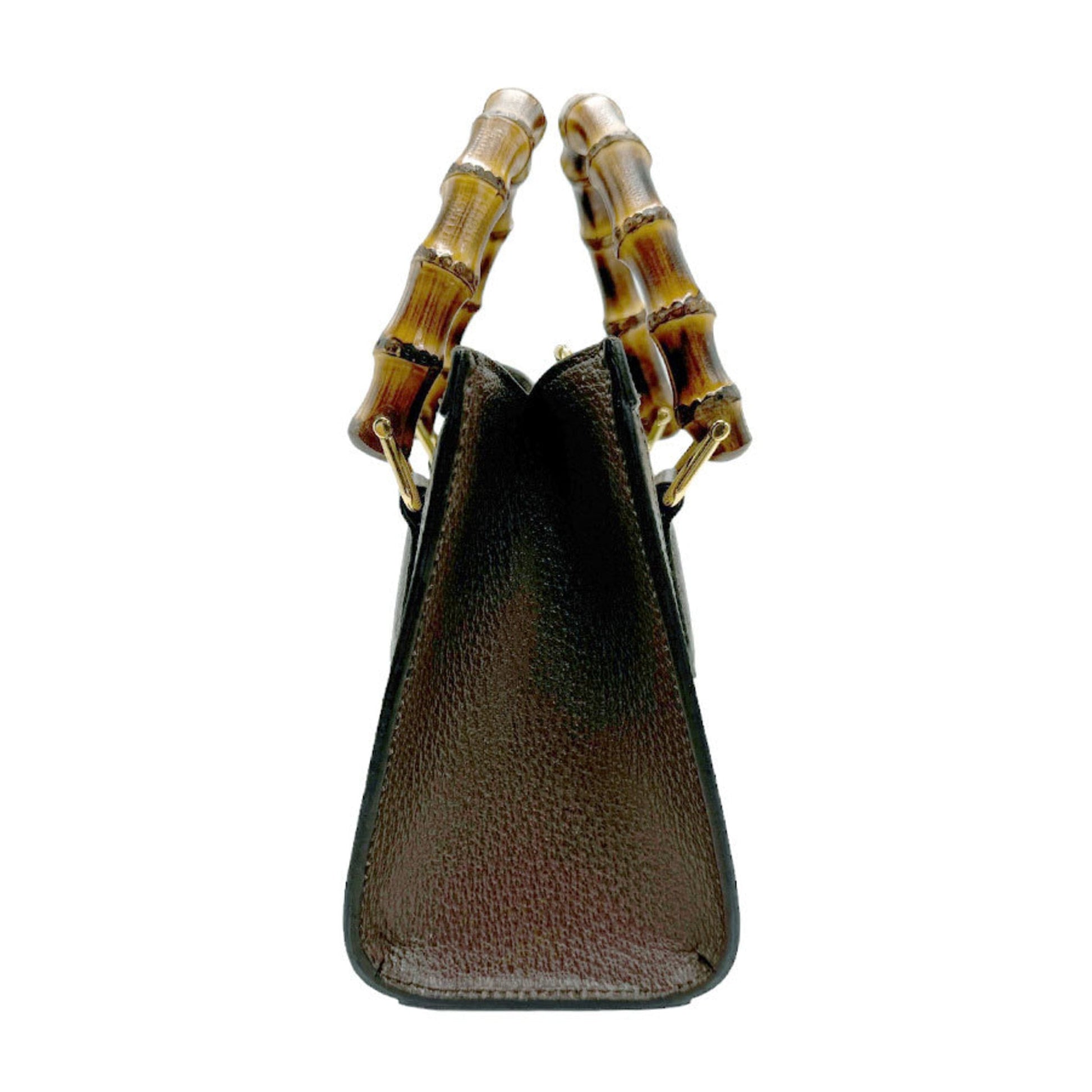Gucci Brown Gg Canvas Leather Handbag Shoulder Bag Tote Bag