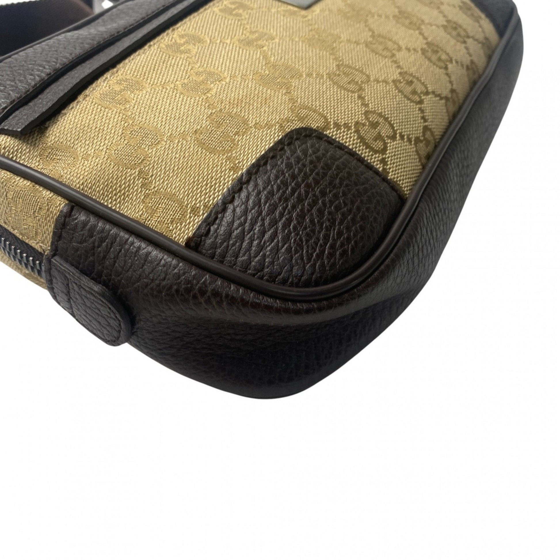 Gucci Brown Canvas Leather Pouch Sling Bag