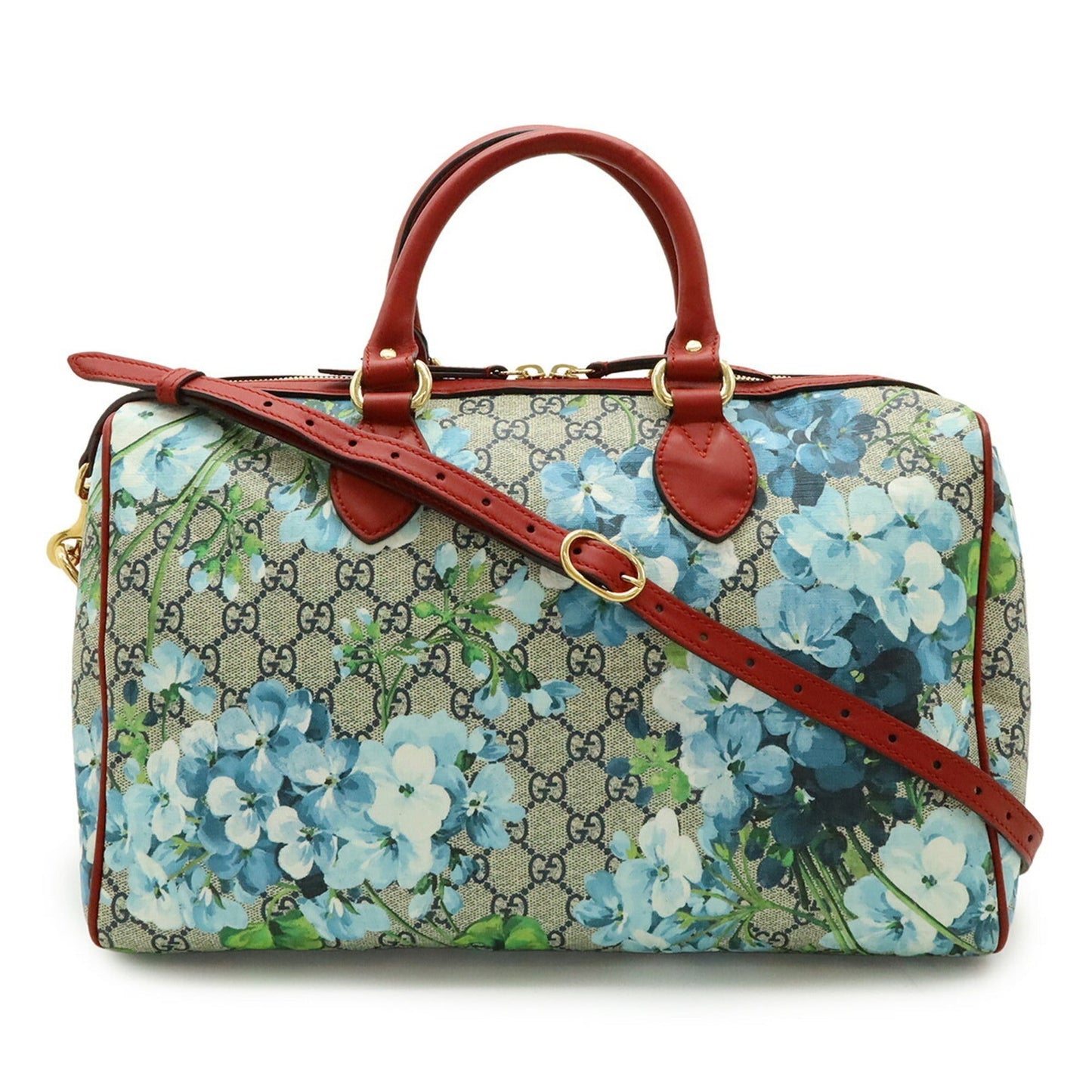 Gucci Beige Blue Multi-Color Red Color Gg Supreme Leather Boston Bag Handbag Shoulder Bag