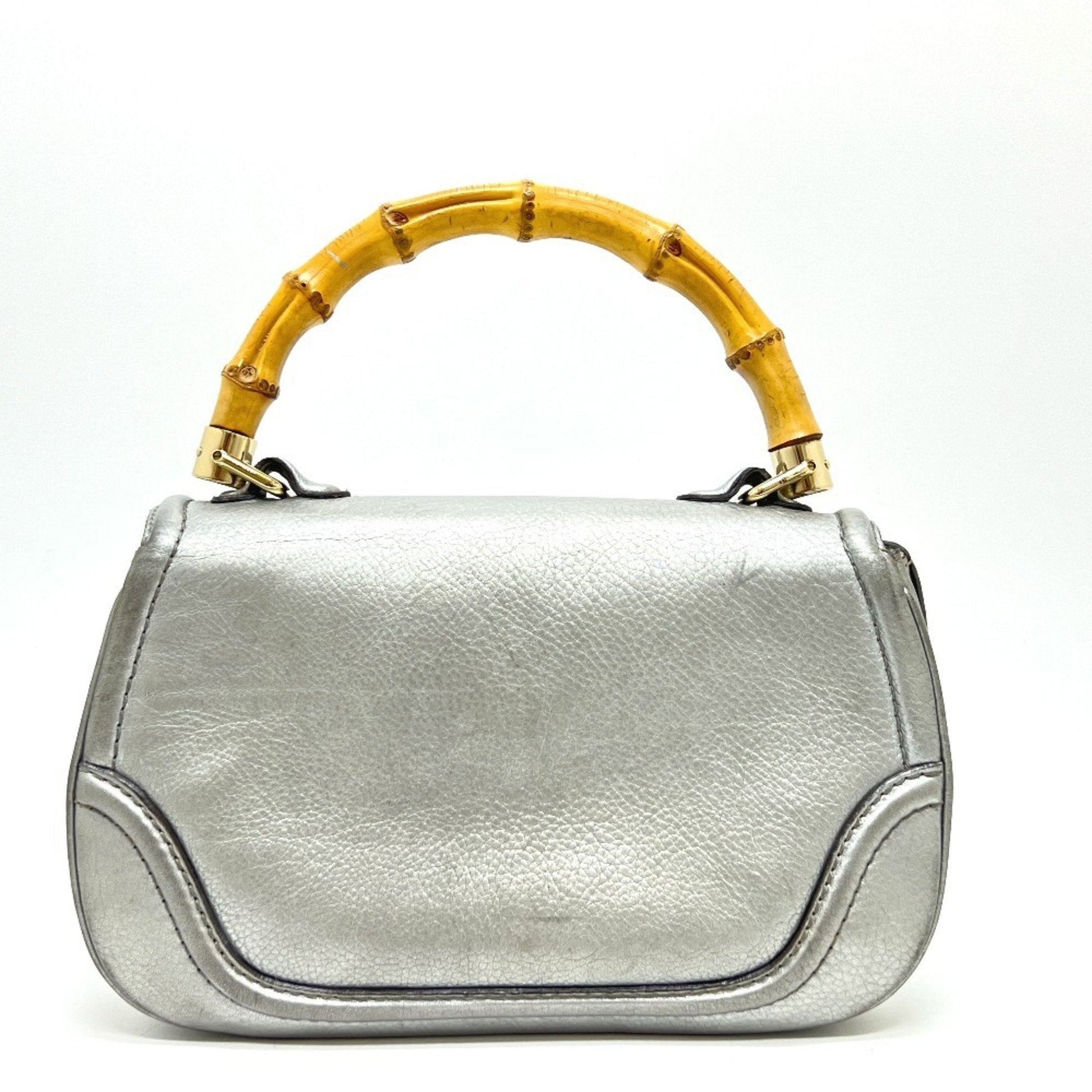 Gucci Silver Leather Handbag