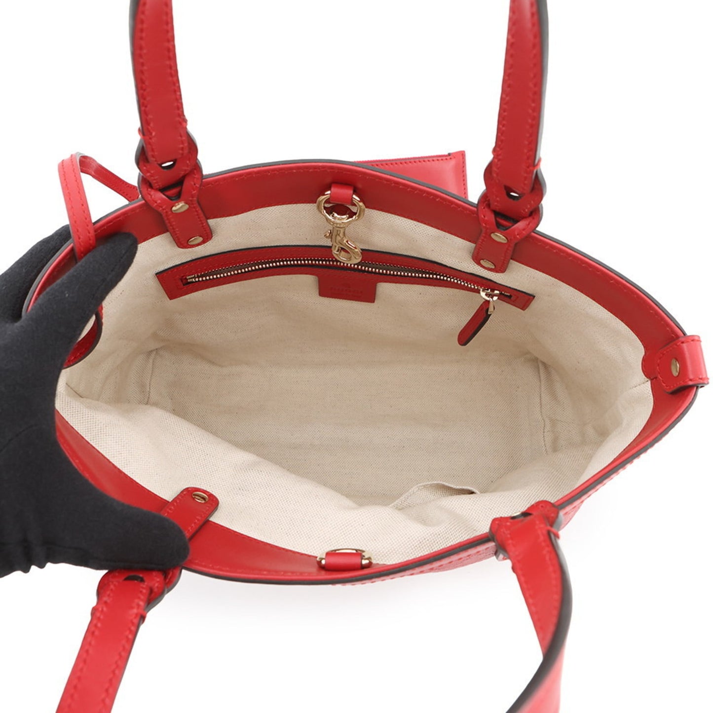 Gucci Red Color Leather Pouch Tote Bag