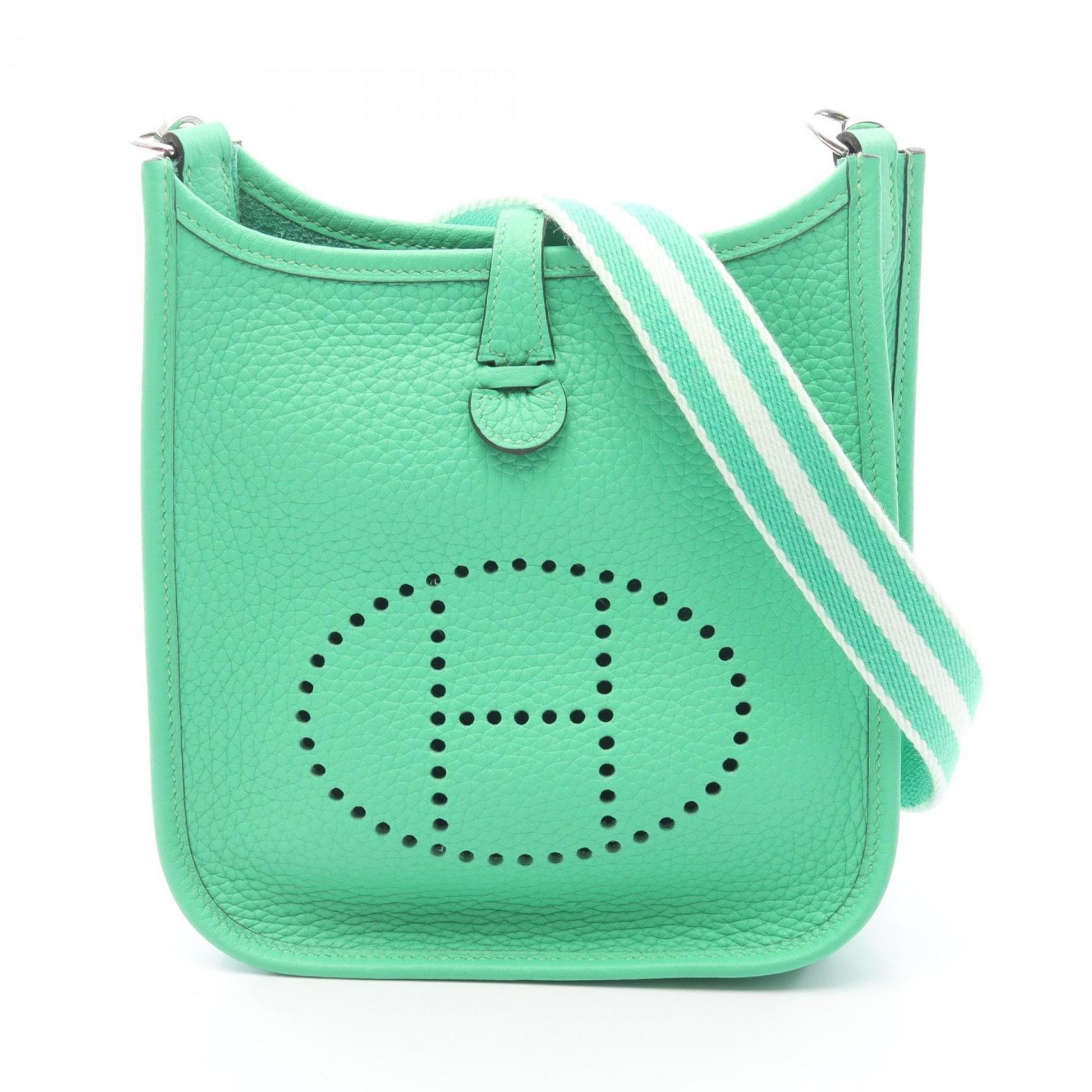 Hermes Taurillon Clemence Shoulder Bag Leather Green Leather Shoulder Bag