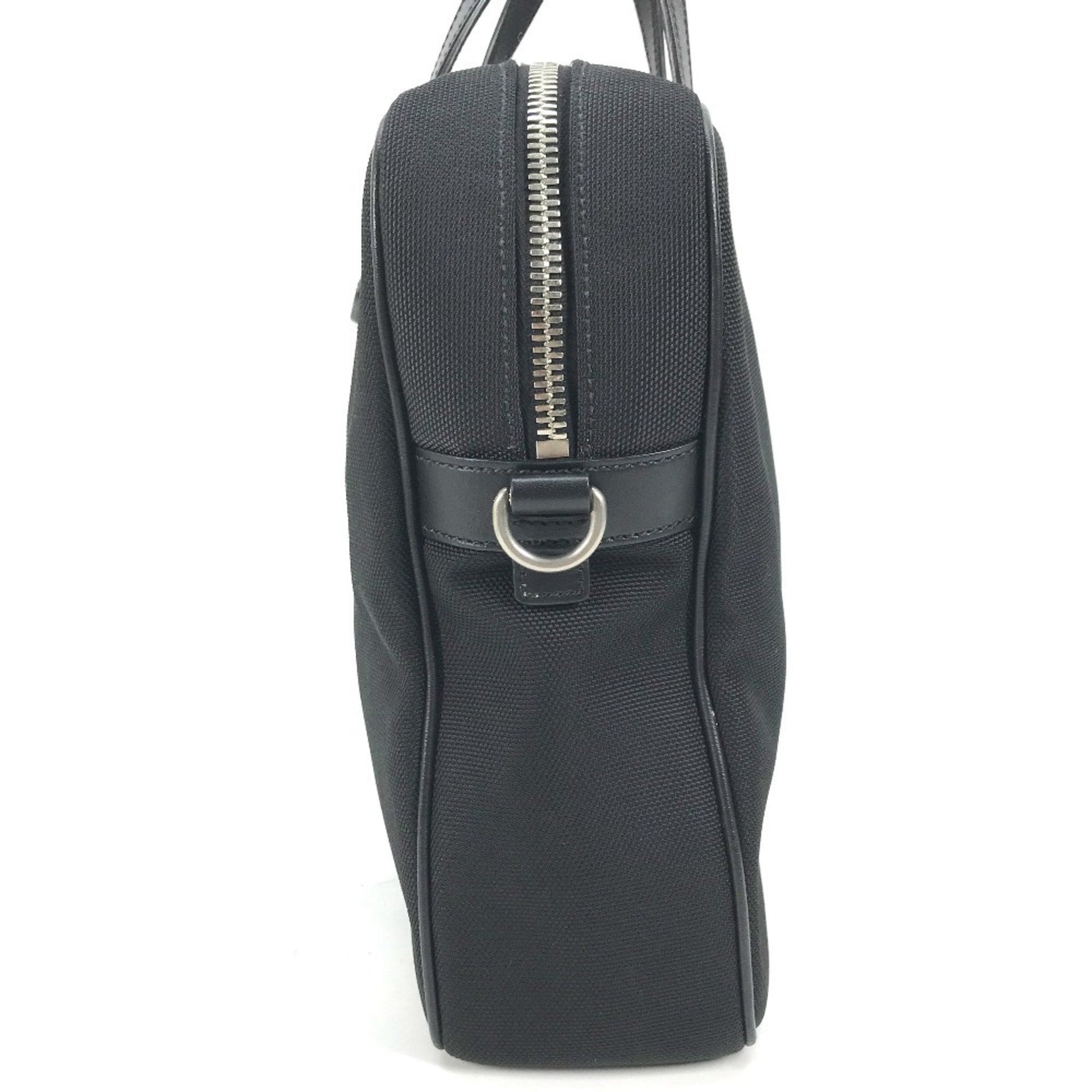 Gucci Black Leather Canvas Handbag Shoulder Bag Tote Bag