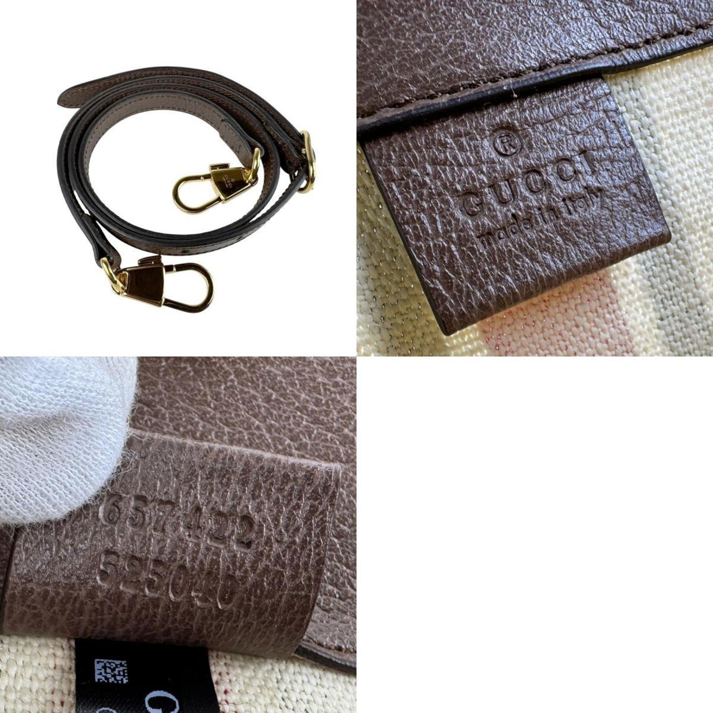 Gucci Brown Ivory Canvas Leather Handbag Shoulder Bag