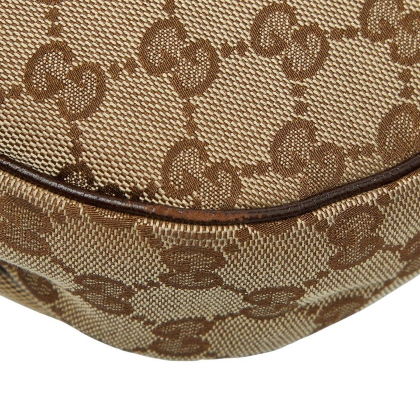 Gucci Beige Brown Canvas Leather Shoulder Bag