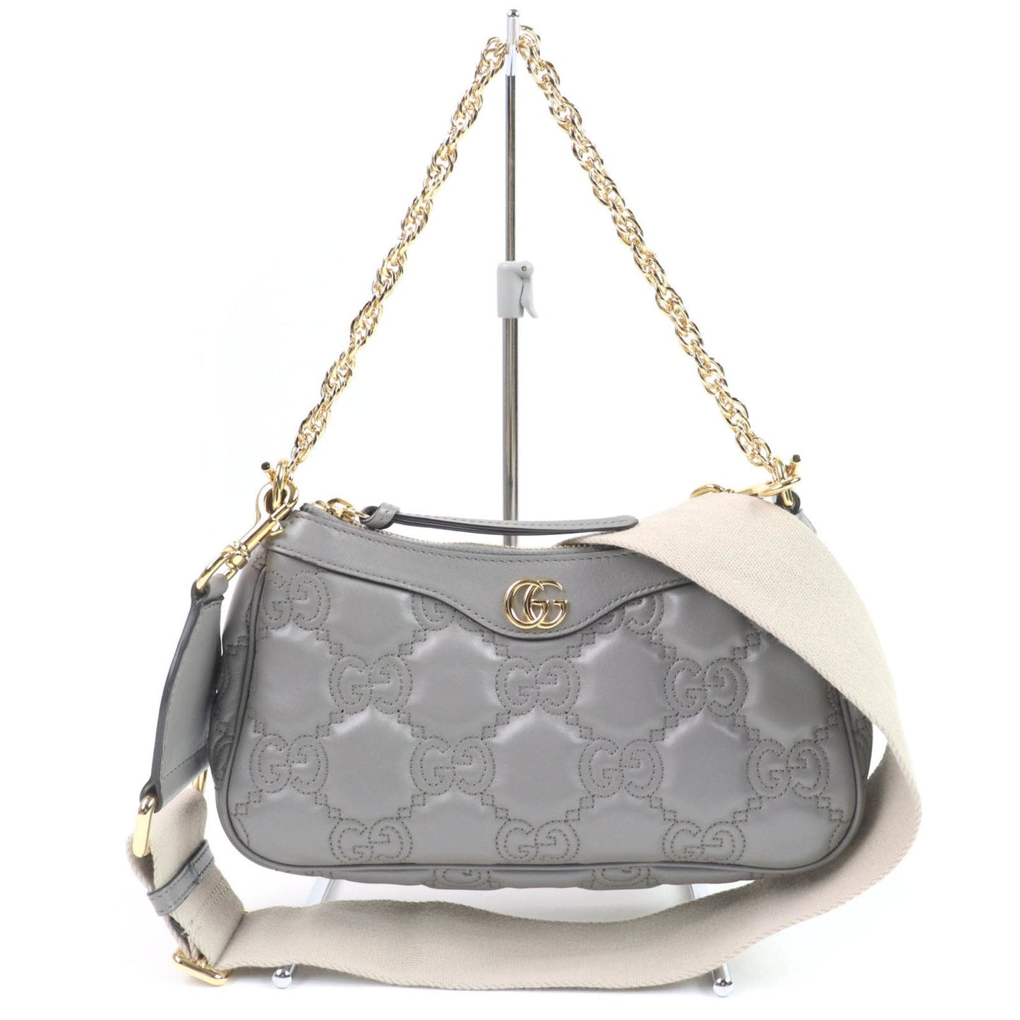 Gucci Gray Leather Handbag Shoulder Bag