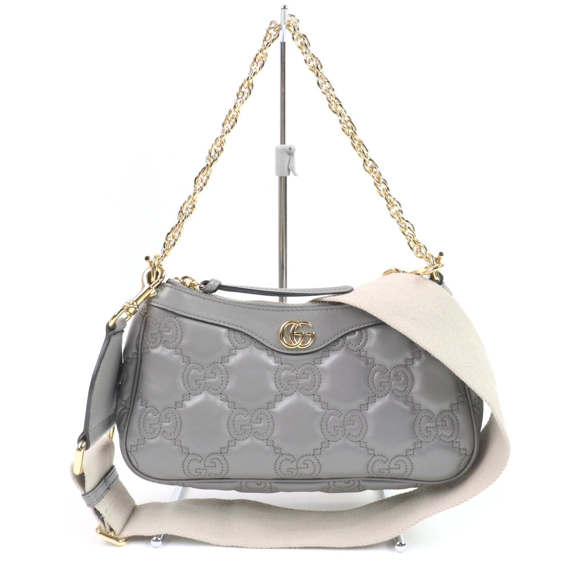 Gucci Gray Leather Handbag Shoulder Bag