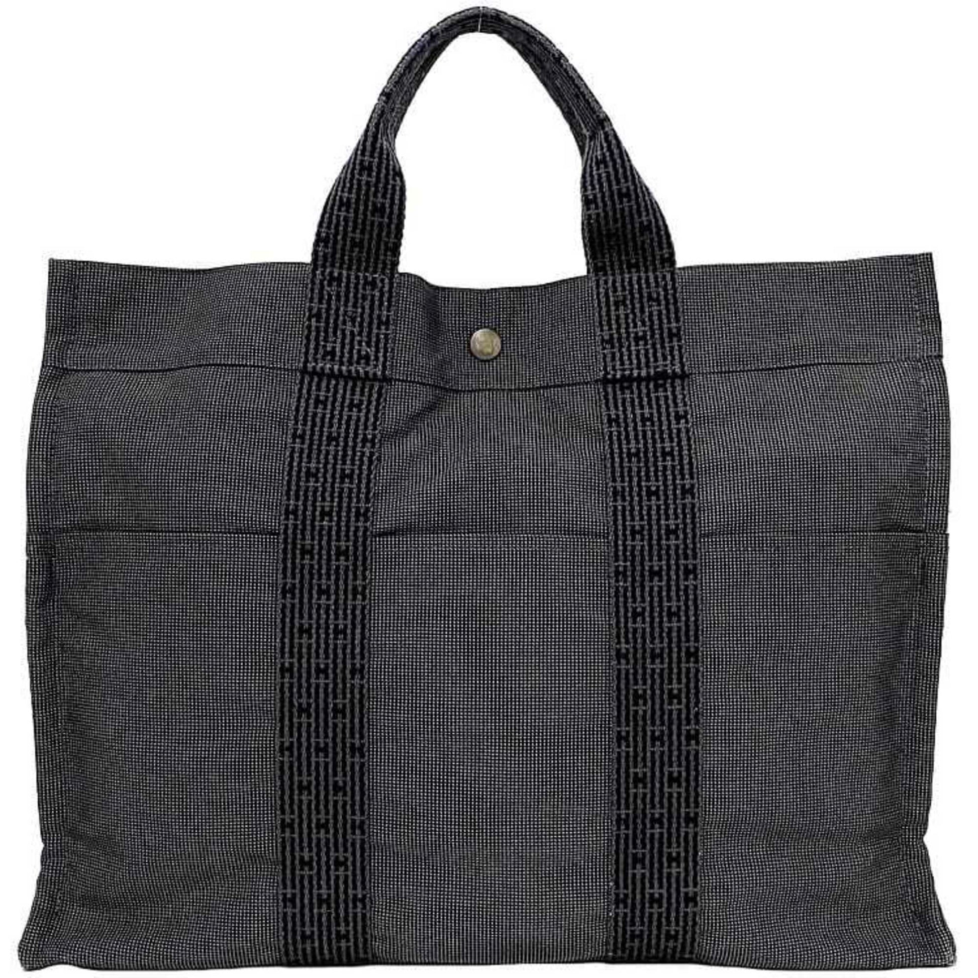 Hermes Her Line Tote Bag Canvas Gray Canvas Tote Bag