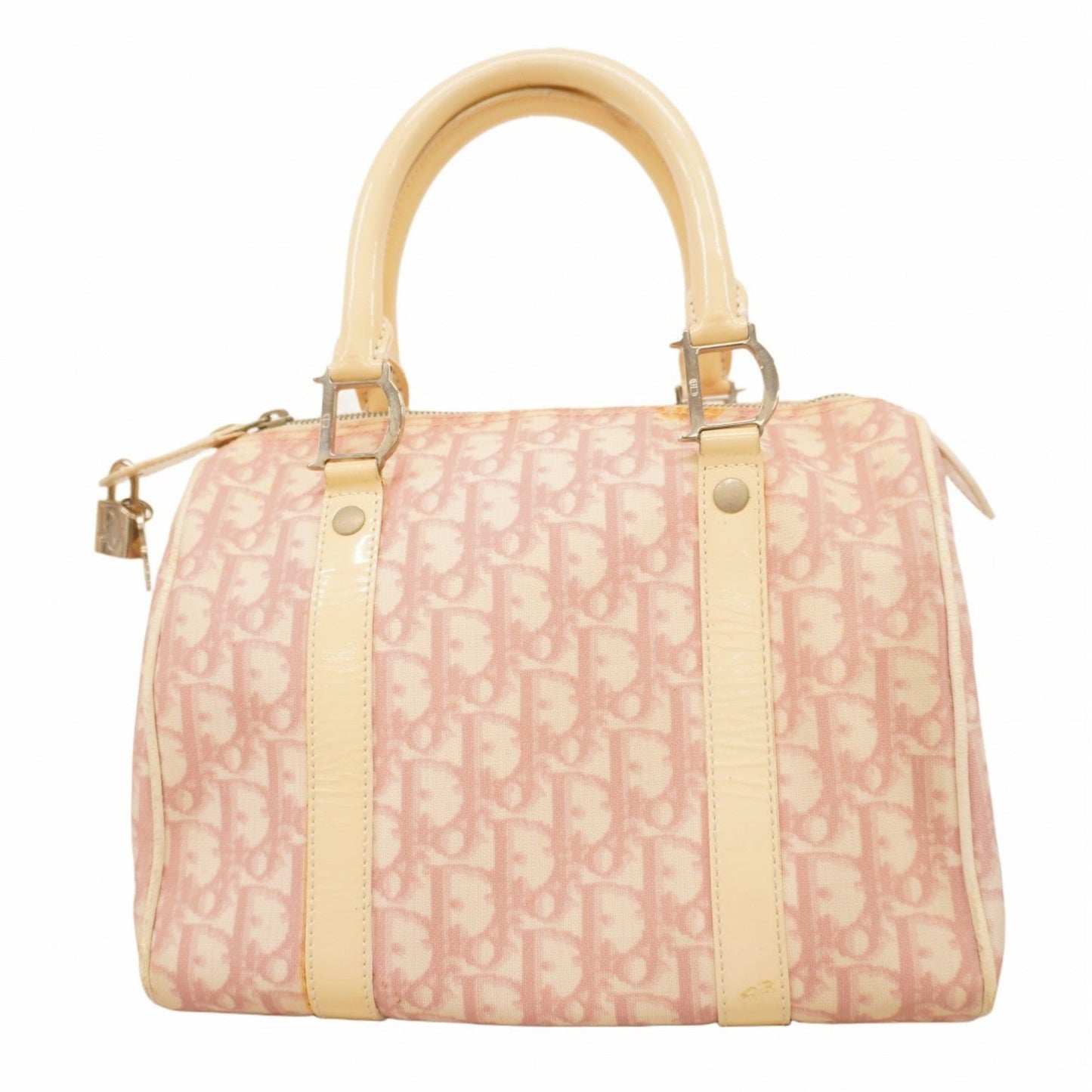 Dior Handbag Christian Ivory Pvc Pink Multicolor