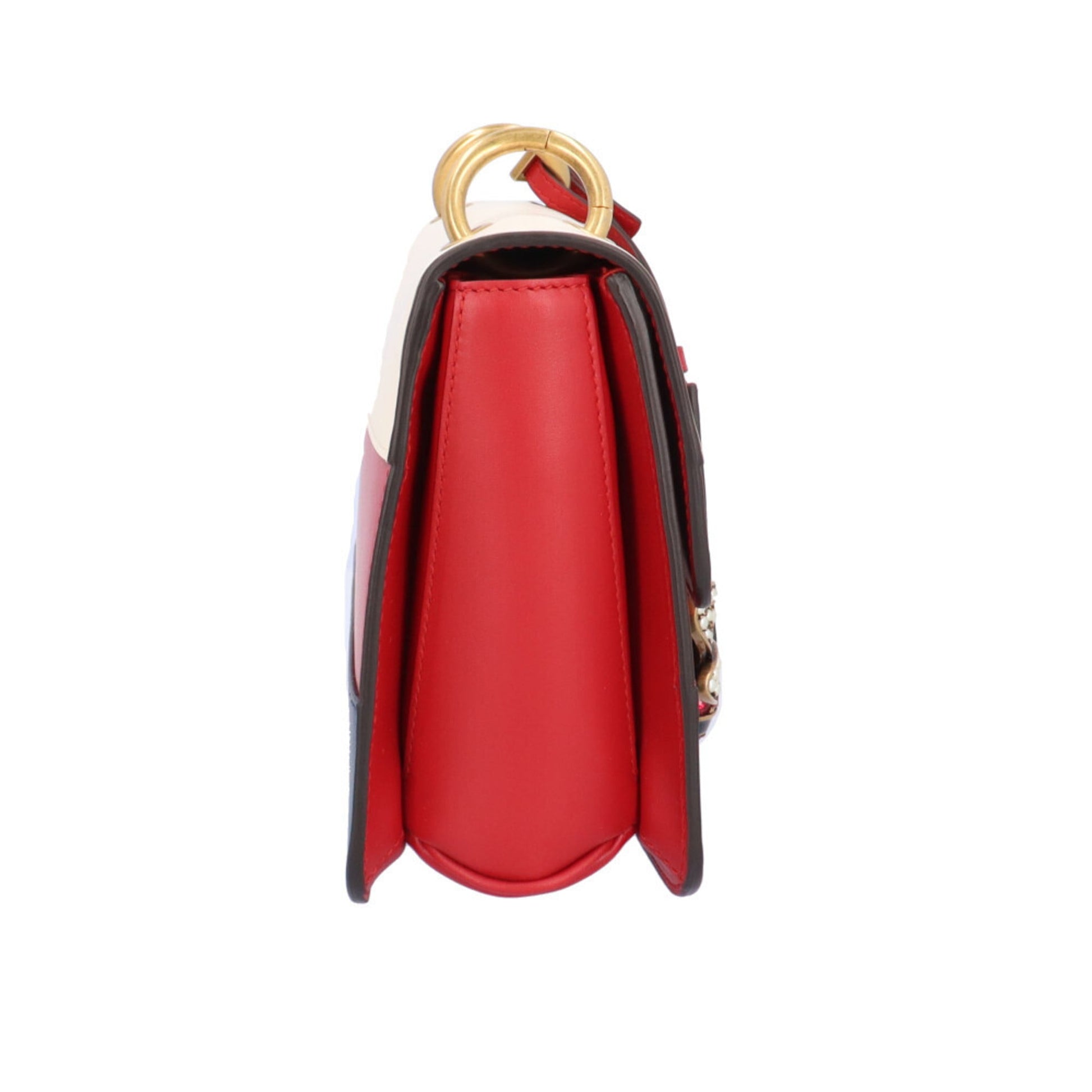 Gucci Navy Red Color White Leather Shoulder Bag