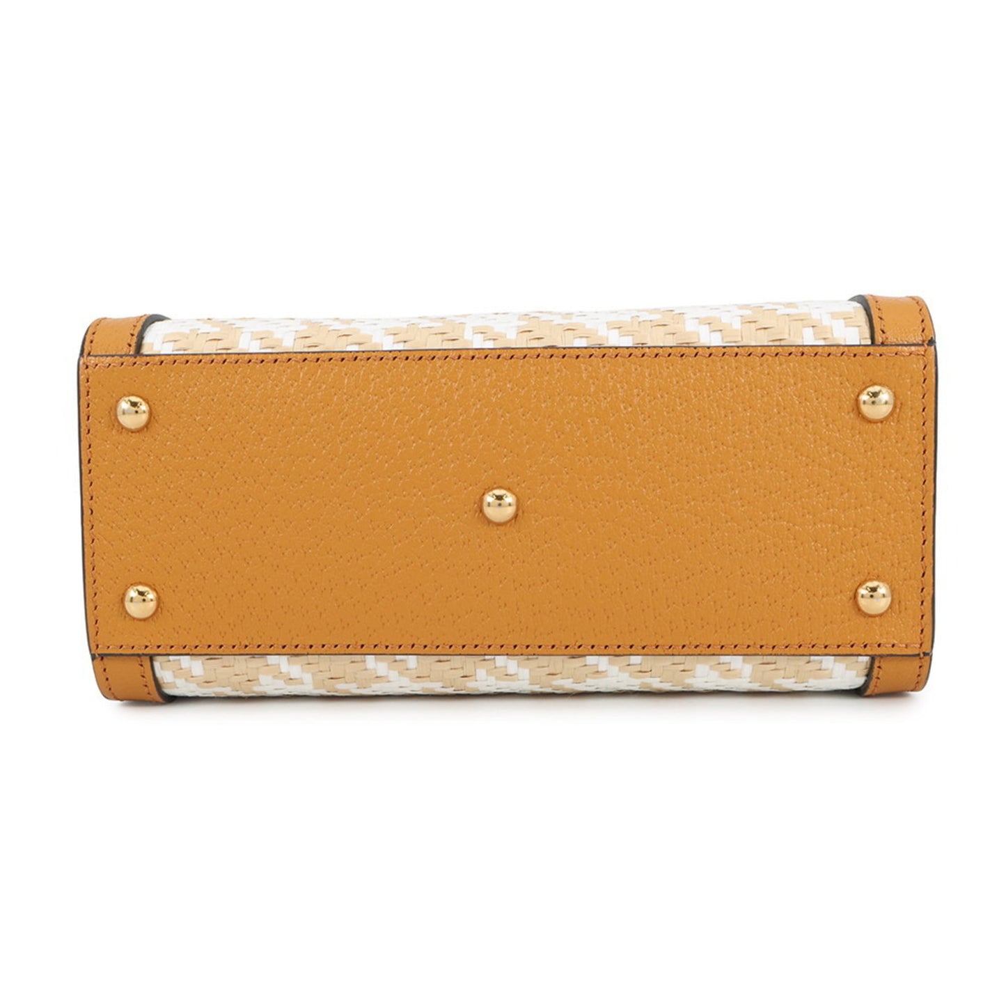 Gucci Light Brown White Raffia Leather Handbag