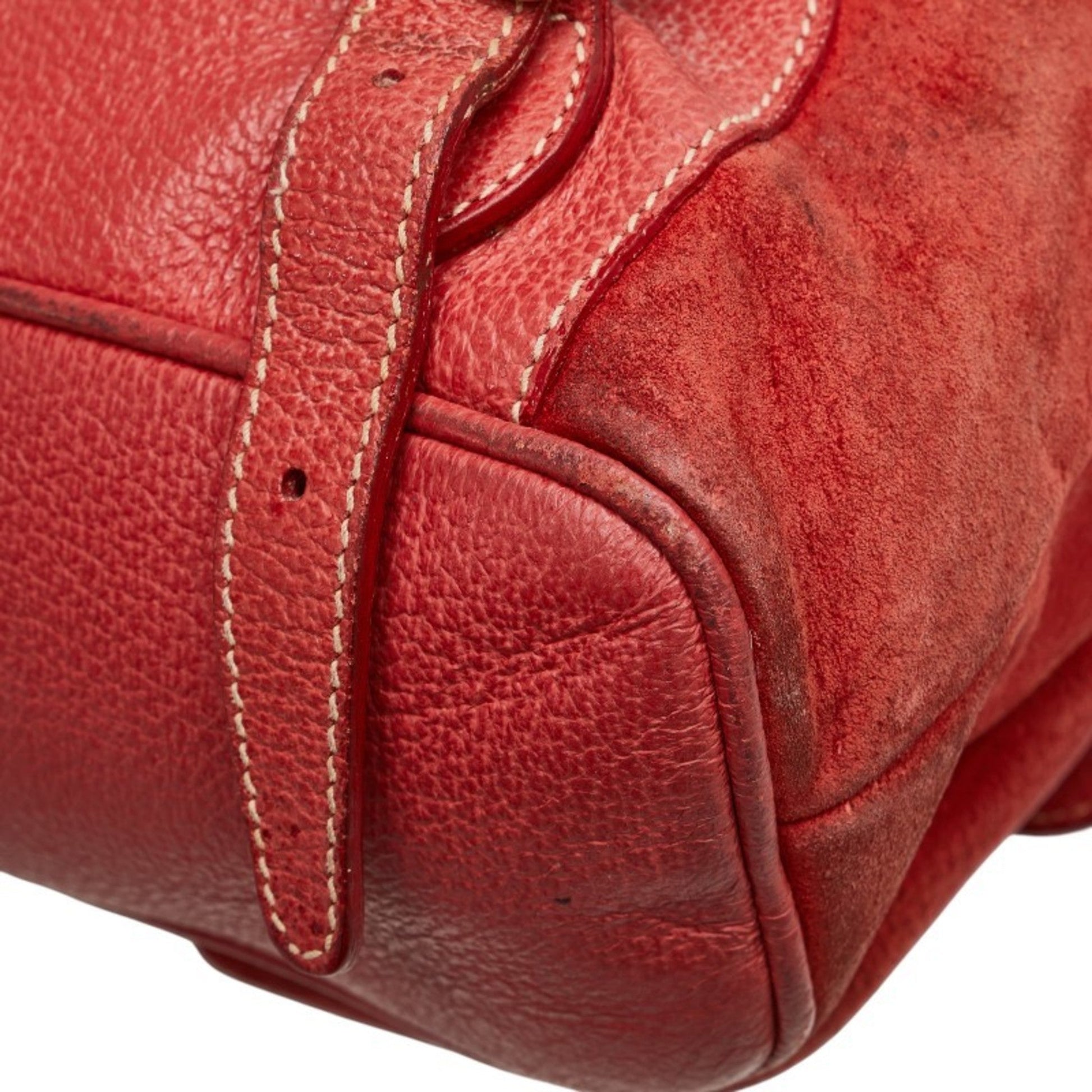 Gucci Red Brown Bamboo Leather Backpack