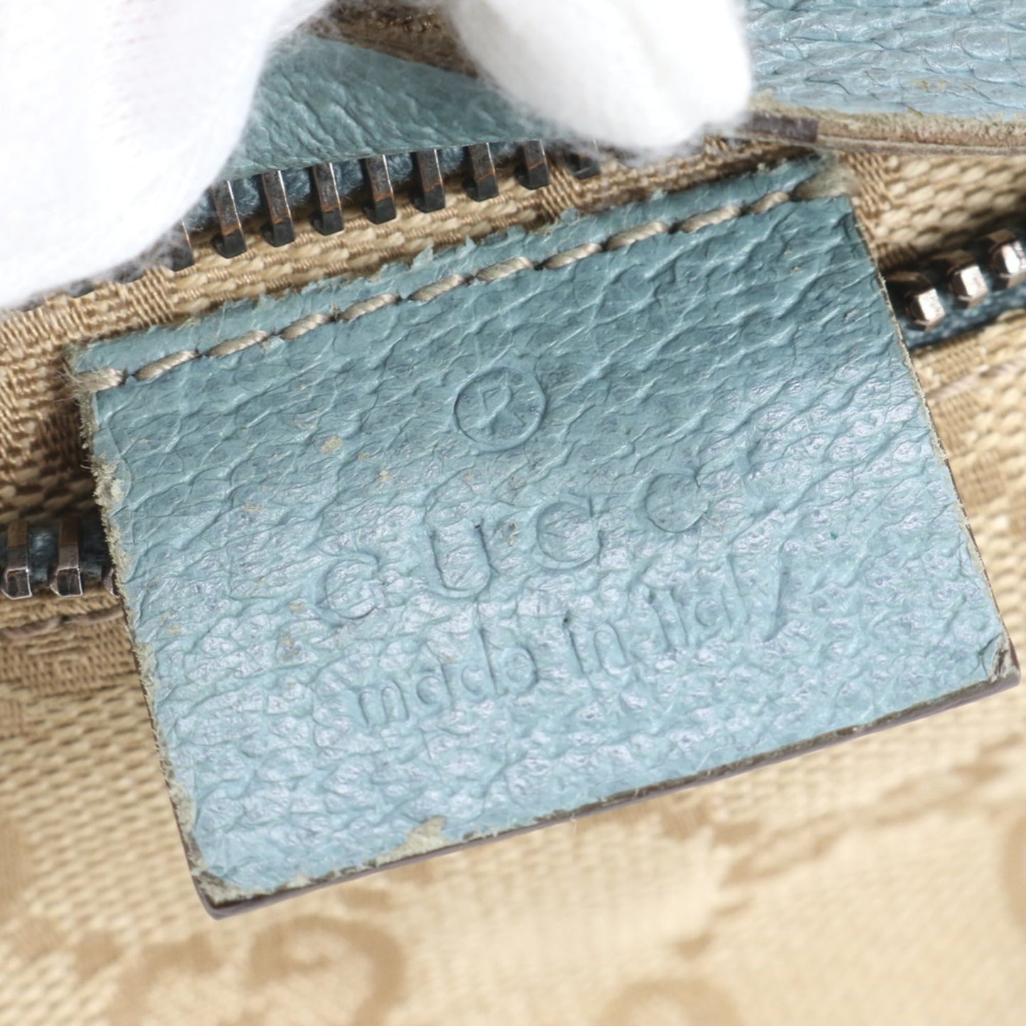 Gucci Blue Brown Leather Canvas Pouch Sling Bag