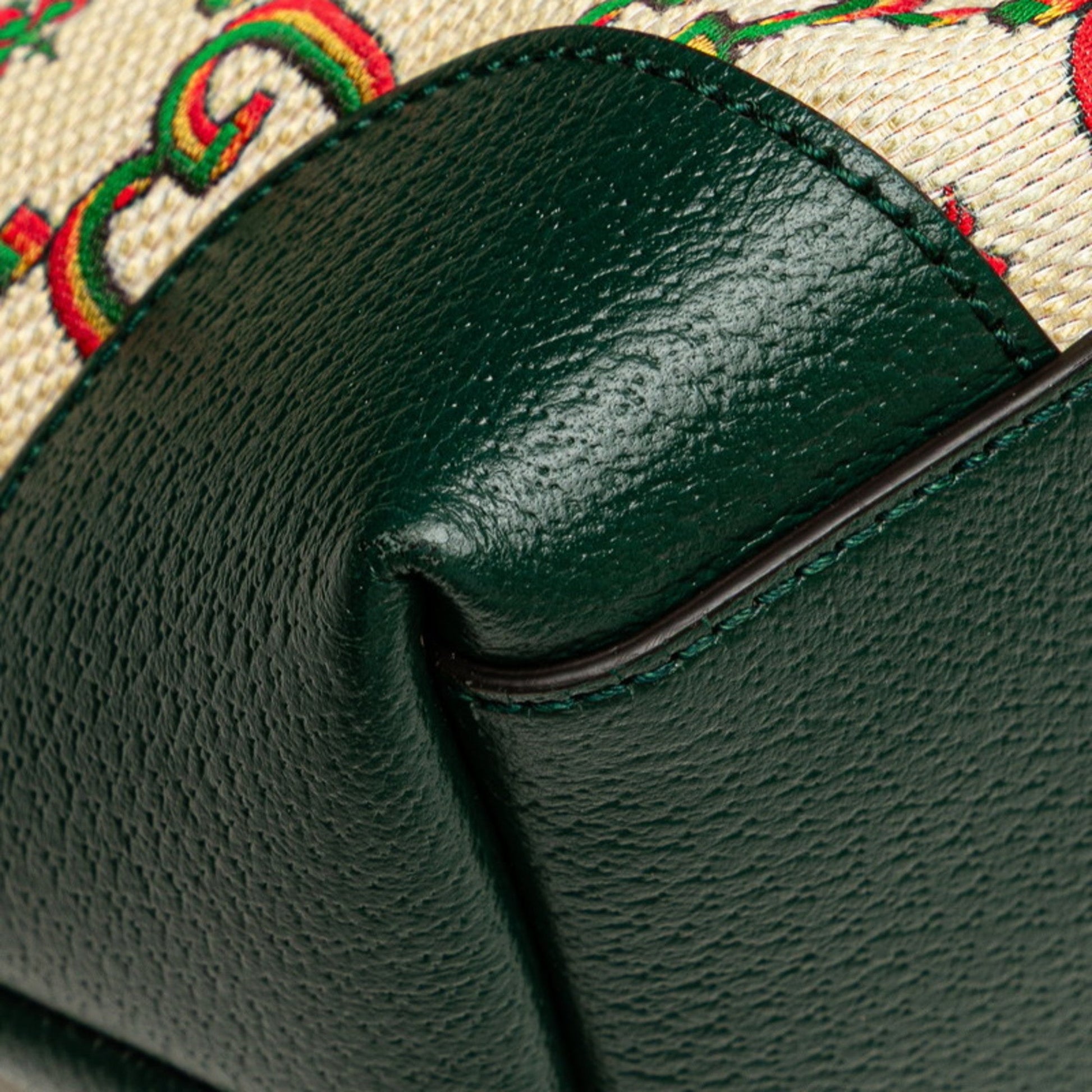 Gucci Ophidia Beige Green Multi-Color Canvas Leather Tote Bag