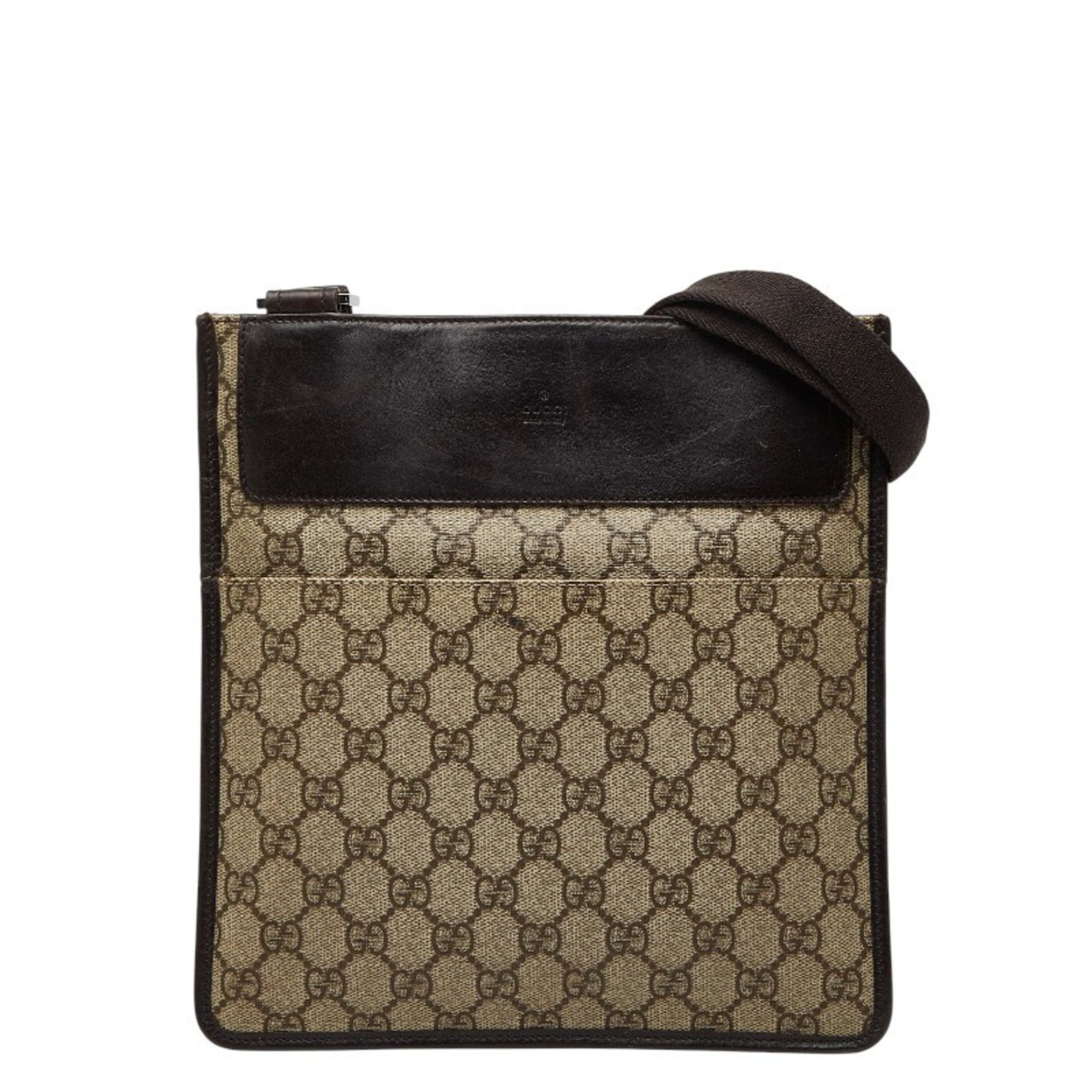 Gucci Beige Brown Pvc Leather Shoulder Bag