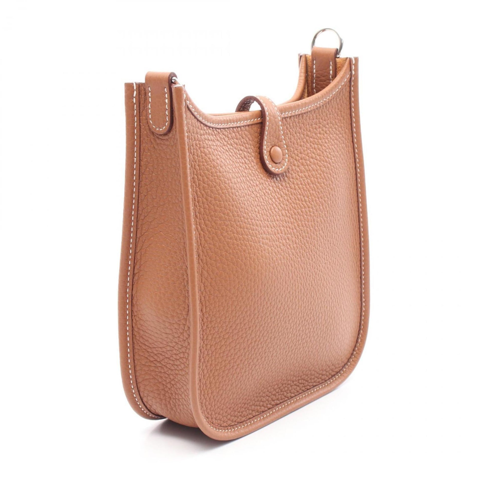 Hermes Evelyne Taurillon Clemence Shoulder Bag Leather Brown Gold