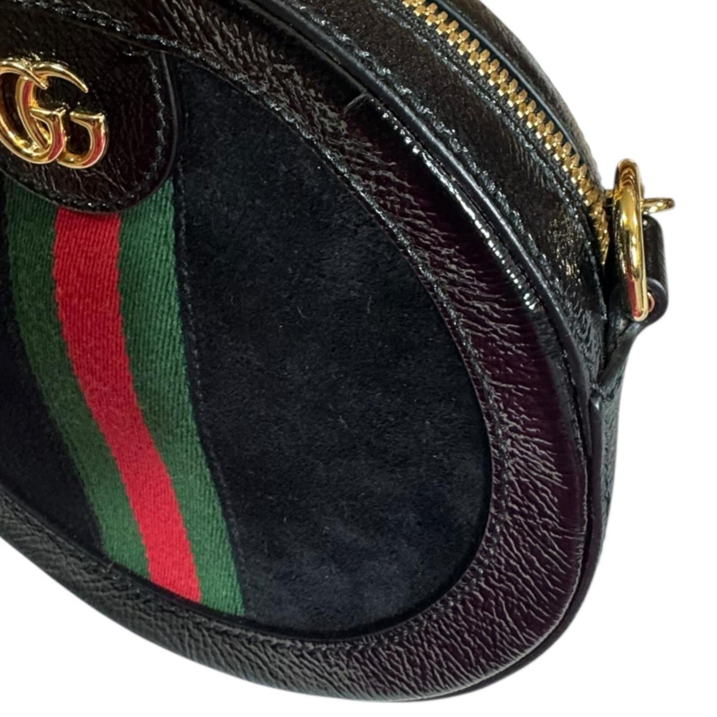 Gucci Black Patent Leather Suede Shoulder Bag