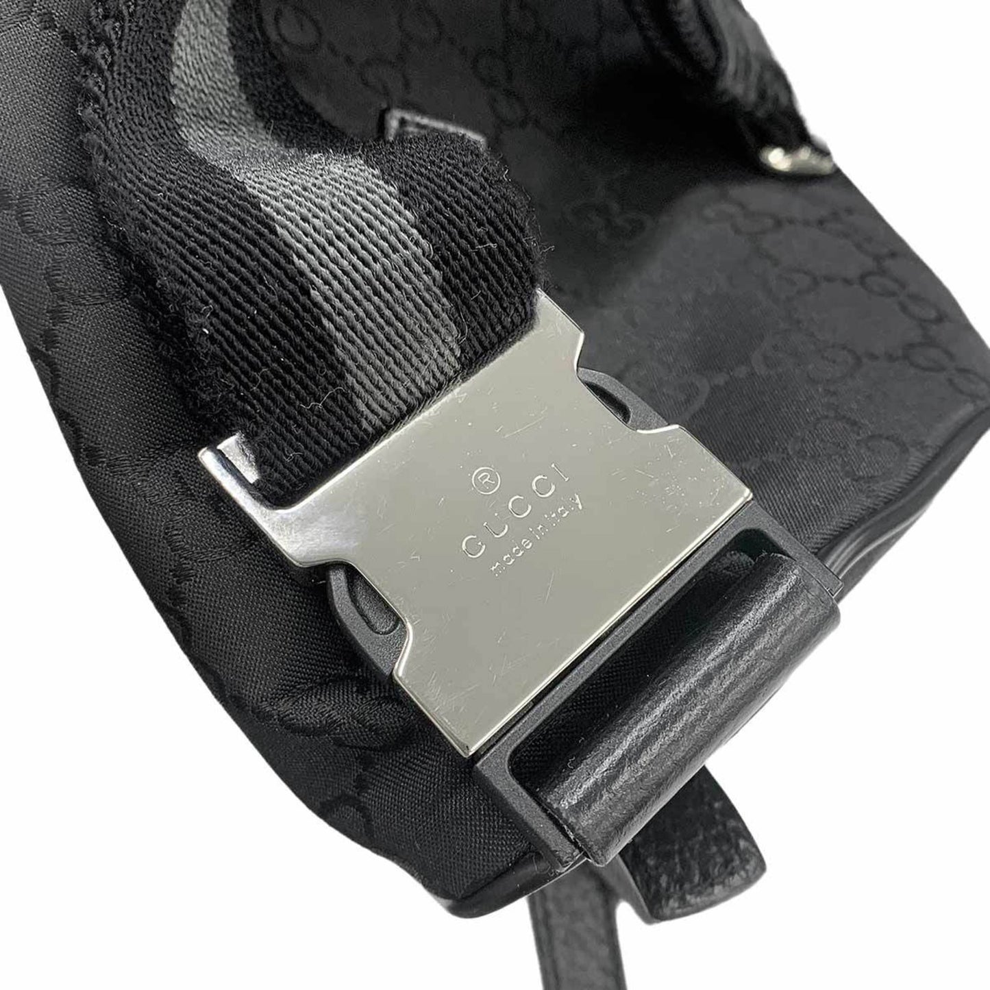 Gucci Black Nylon Leather Fanny Pack Sling Bag