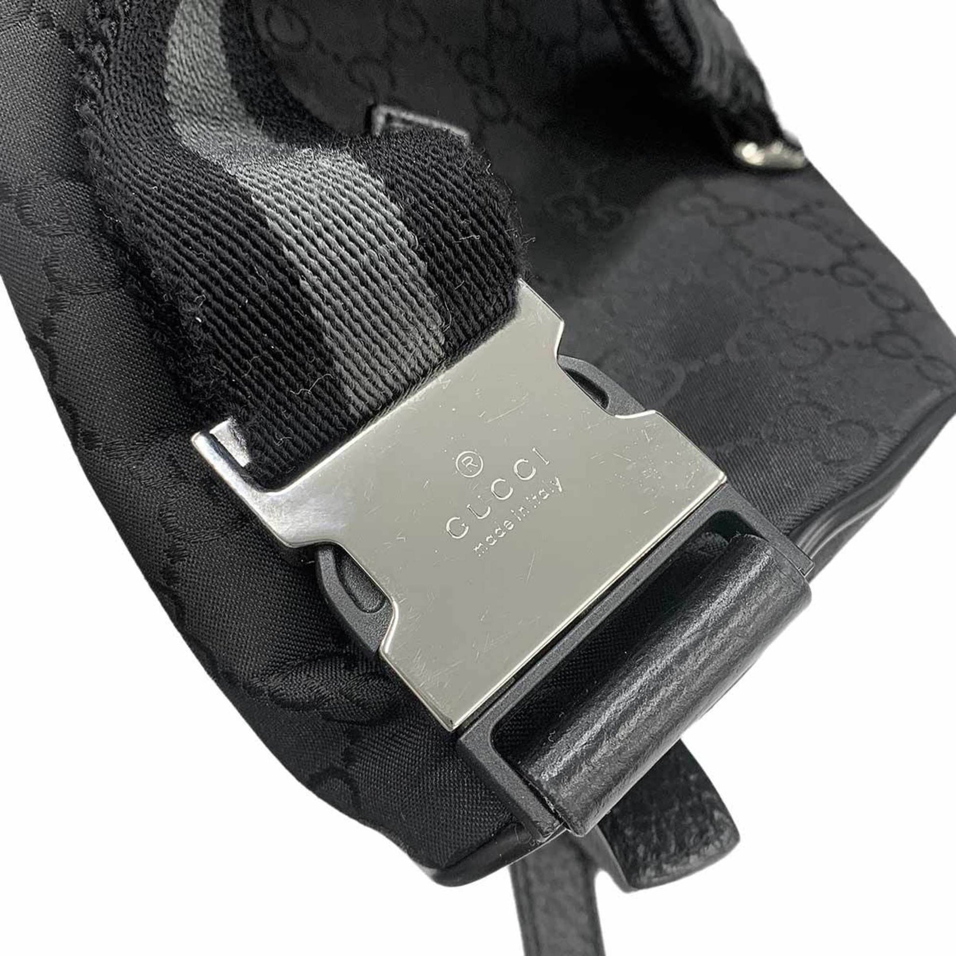 Gucci Black Nylon Leather Fanny Pack Sling Bag