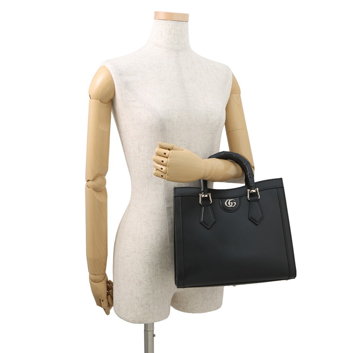 Gucci Black Leather Handbag Shoulder Bag Tote Bag