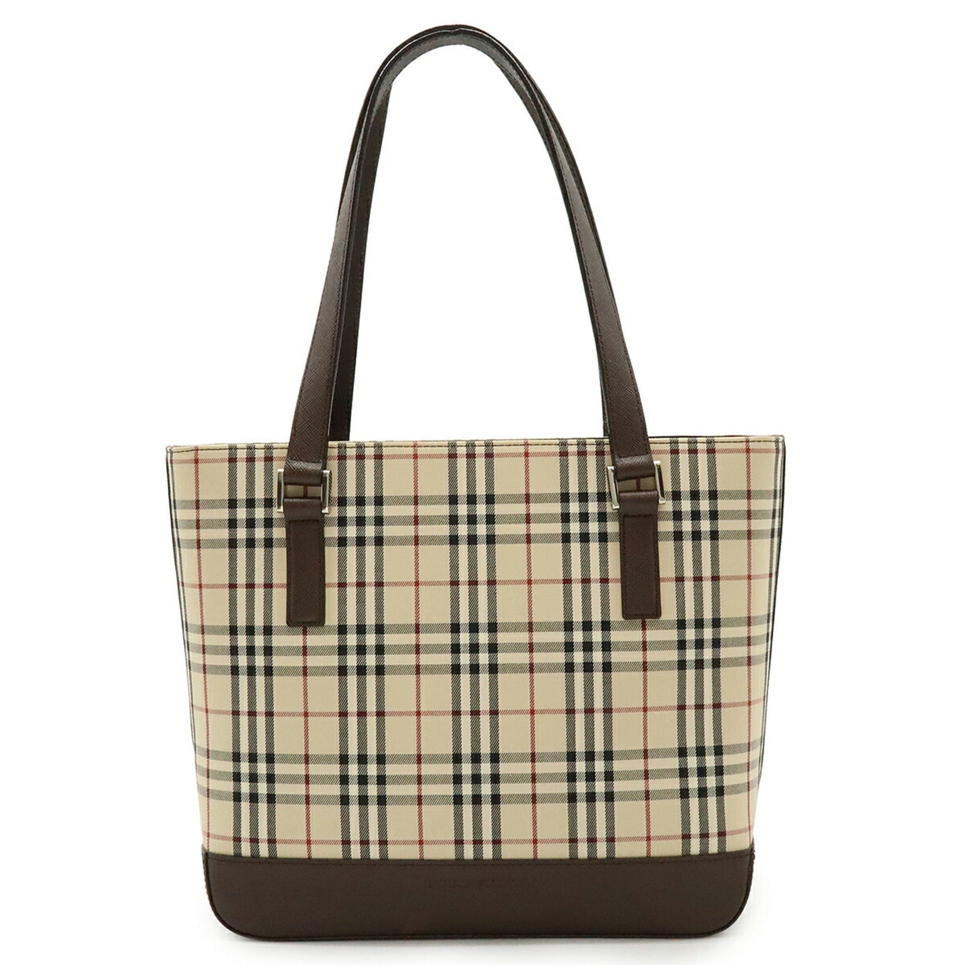 Burberry Bordeaux Dark Shoulder Bag Tote Bag Leather Canvas Black