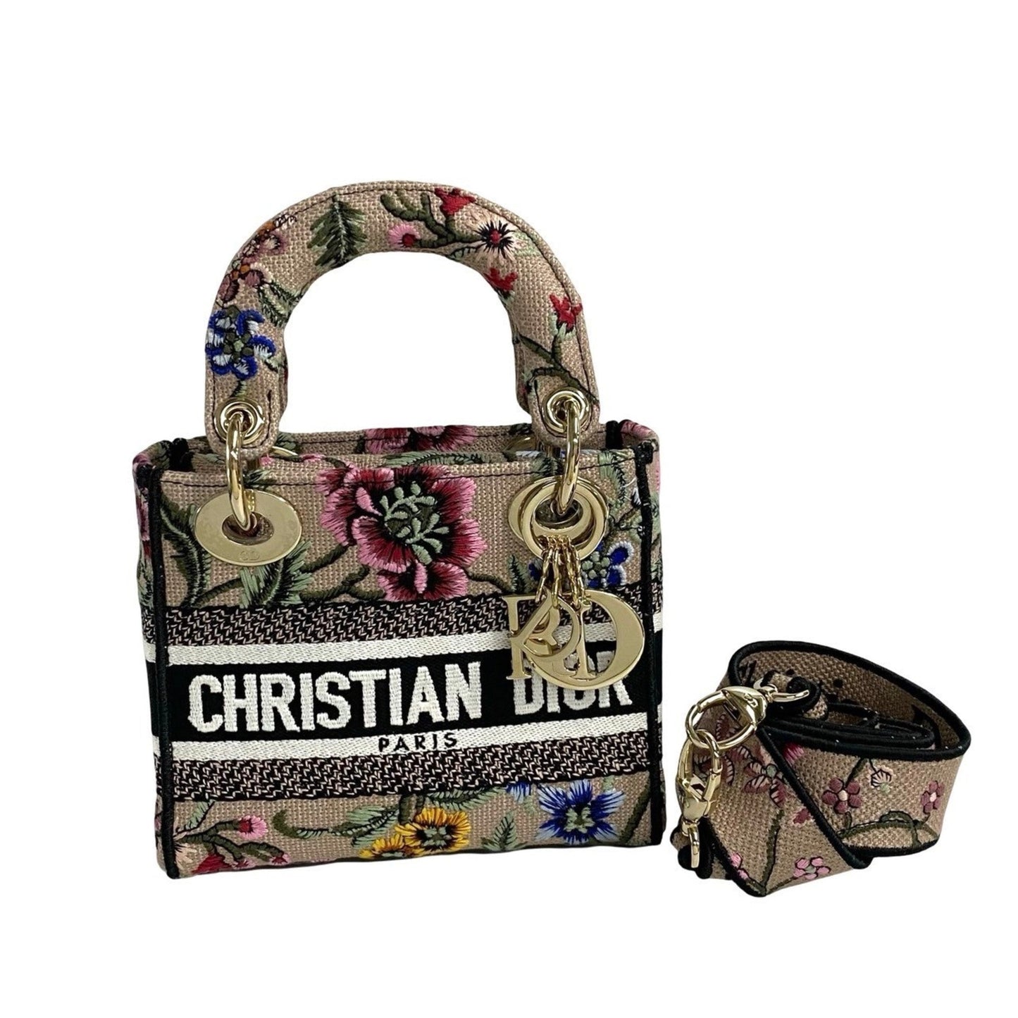 Dior Handbag Christian Shoulder Bag Canvas Beige