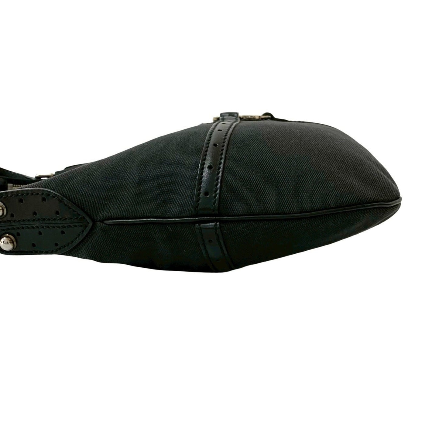 Gucci Black Leather Canvas Handbag Shoulder Bag