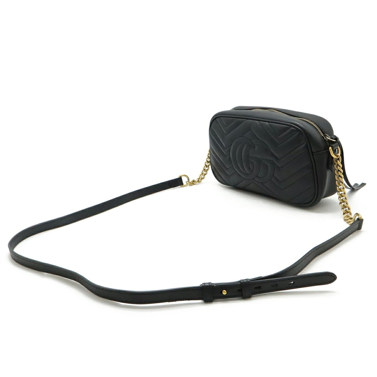 Gucci Gg Marmont Black Leather Pochette Shoulder Bag