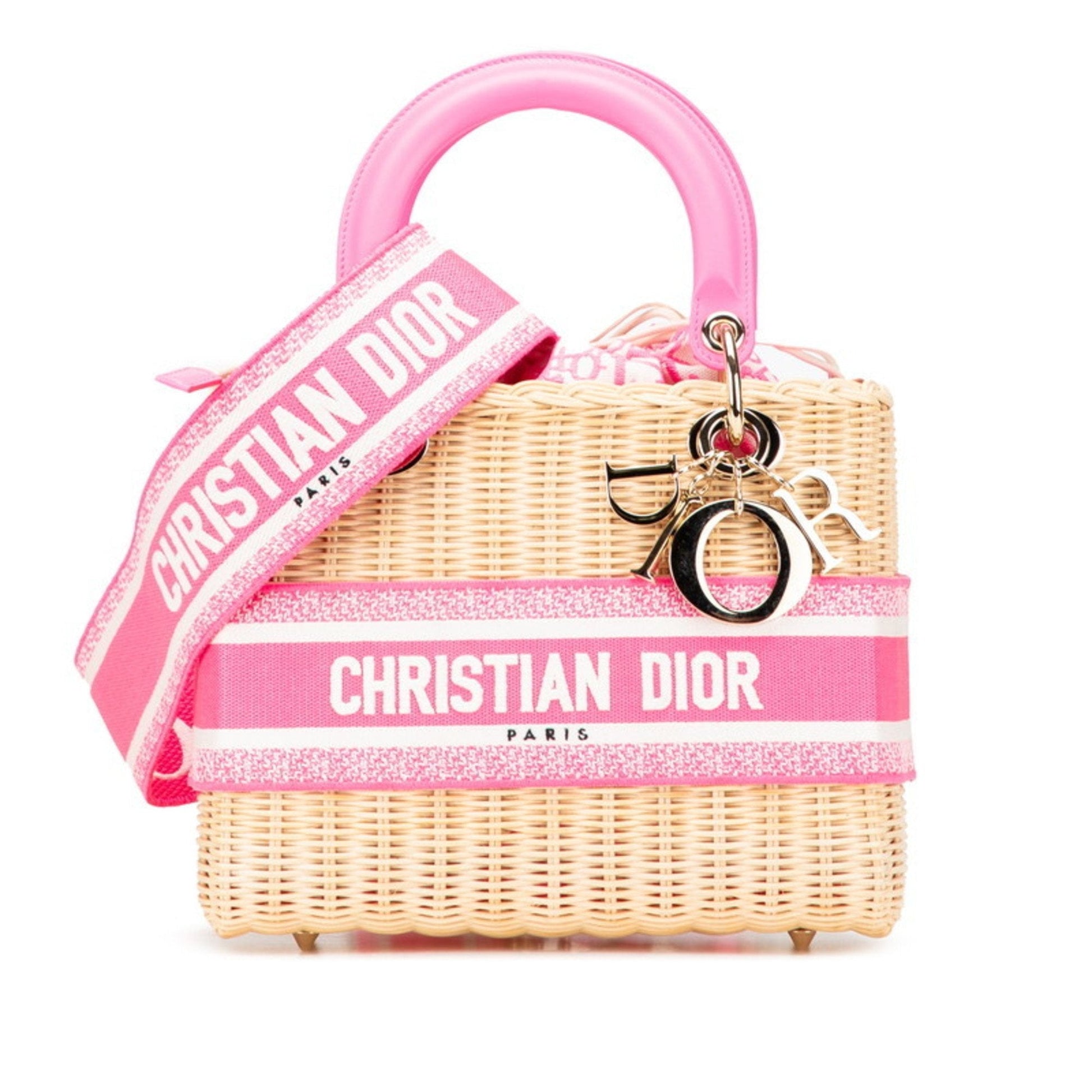 Dior Handbag Christian Lady Shoulder Bag Leather Canvas Beige