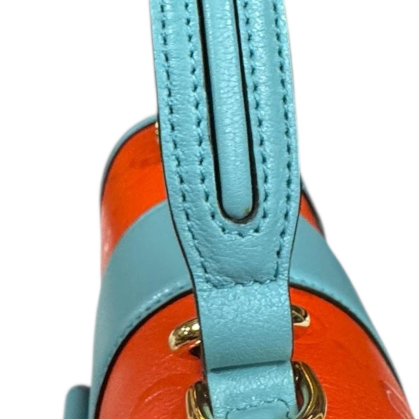 Gucci Light Blue Orange Leather Shoulder Bag
