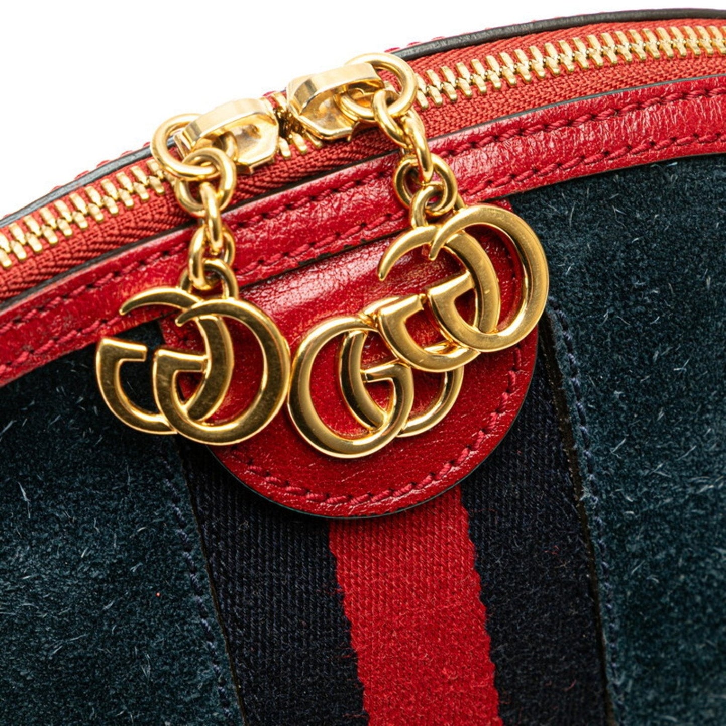 Gucci Blue Red Color Suede Leather Shoulder Bag