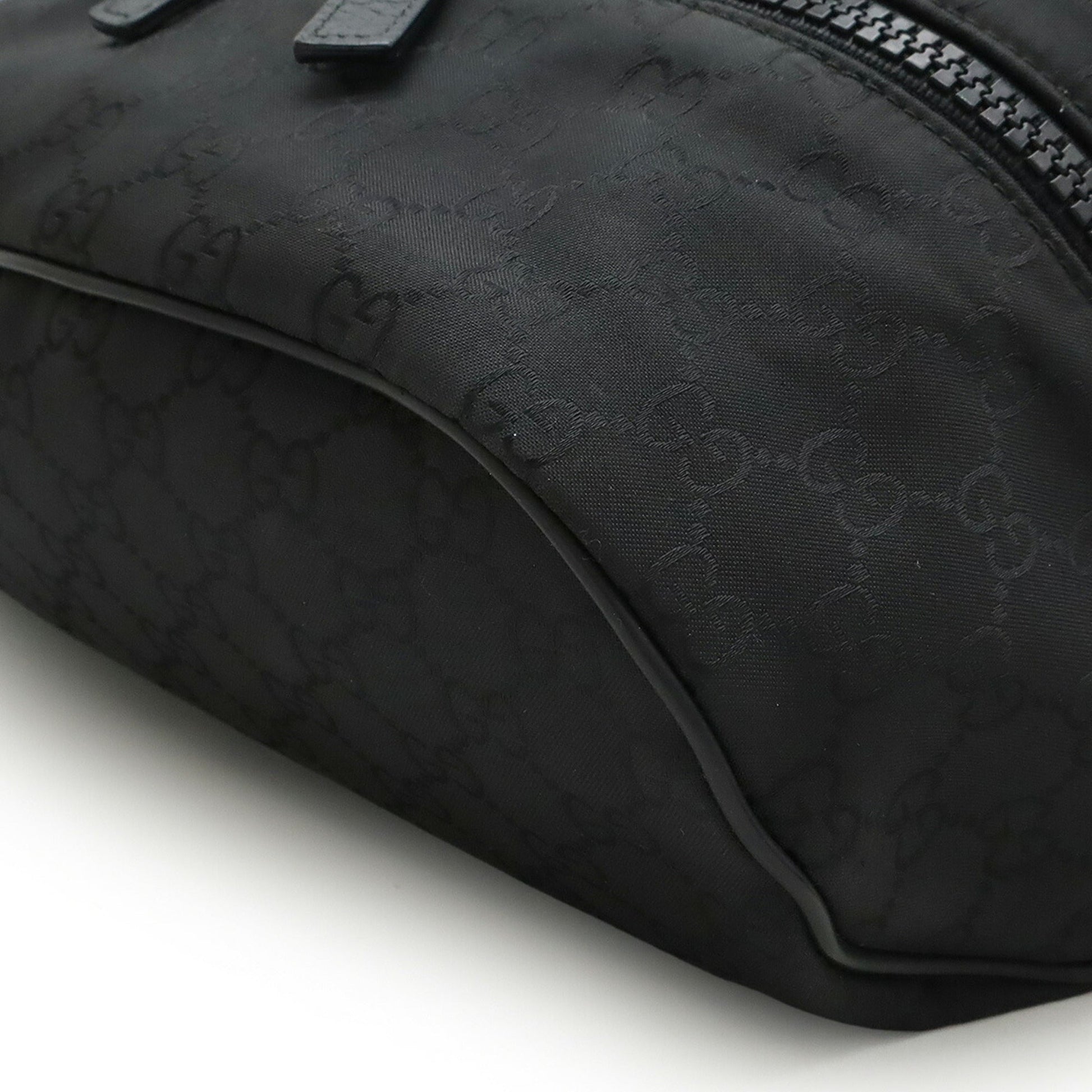 Gucci Black Gray Nylon Leather Pouch Shoulder Bag Sling Bag
