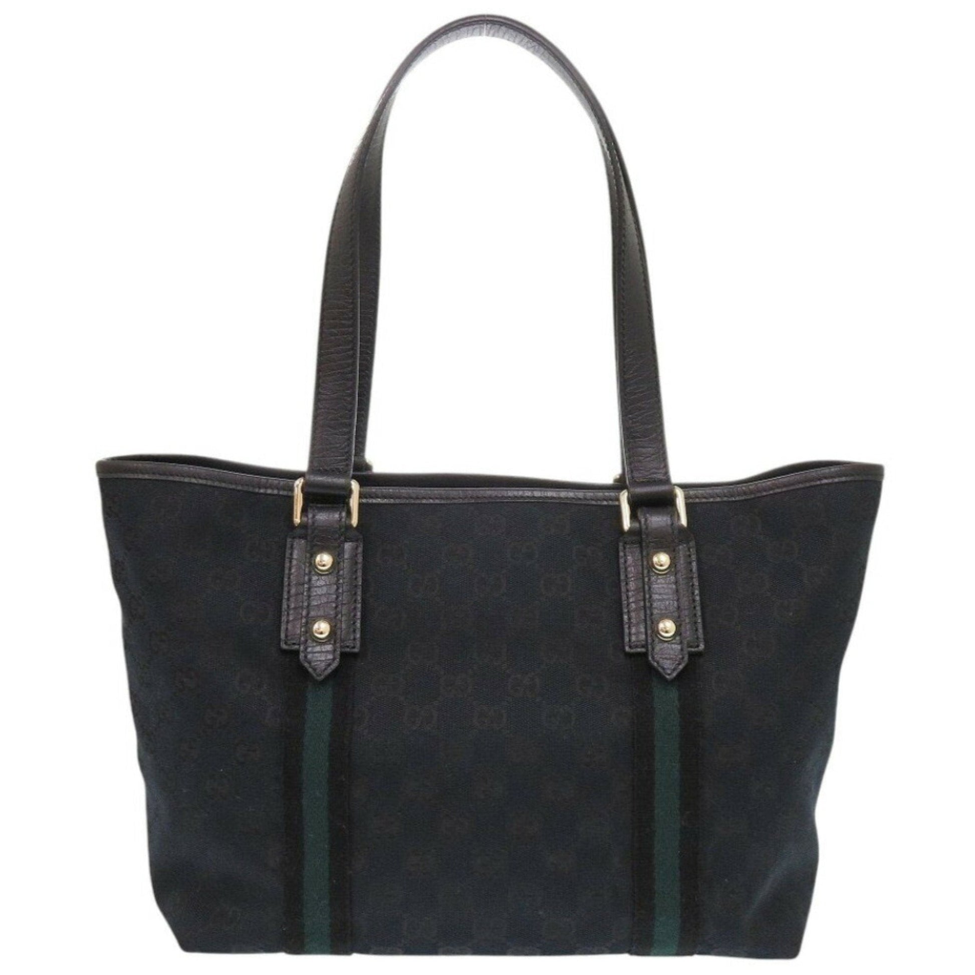 Gucci Black Green Canvas Tote Bag