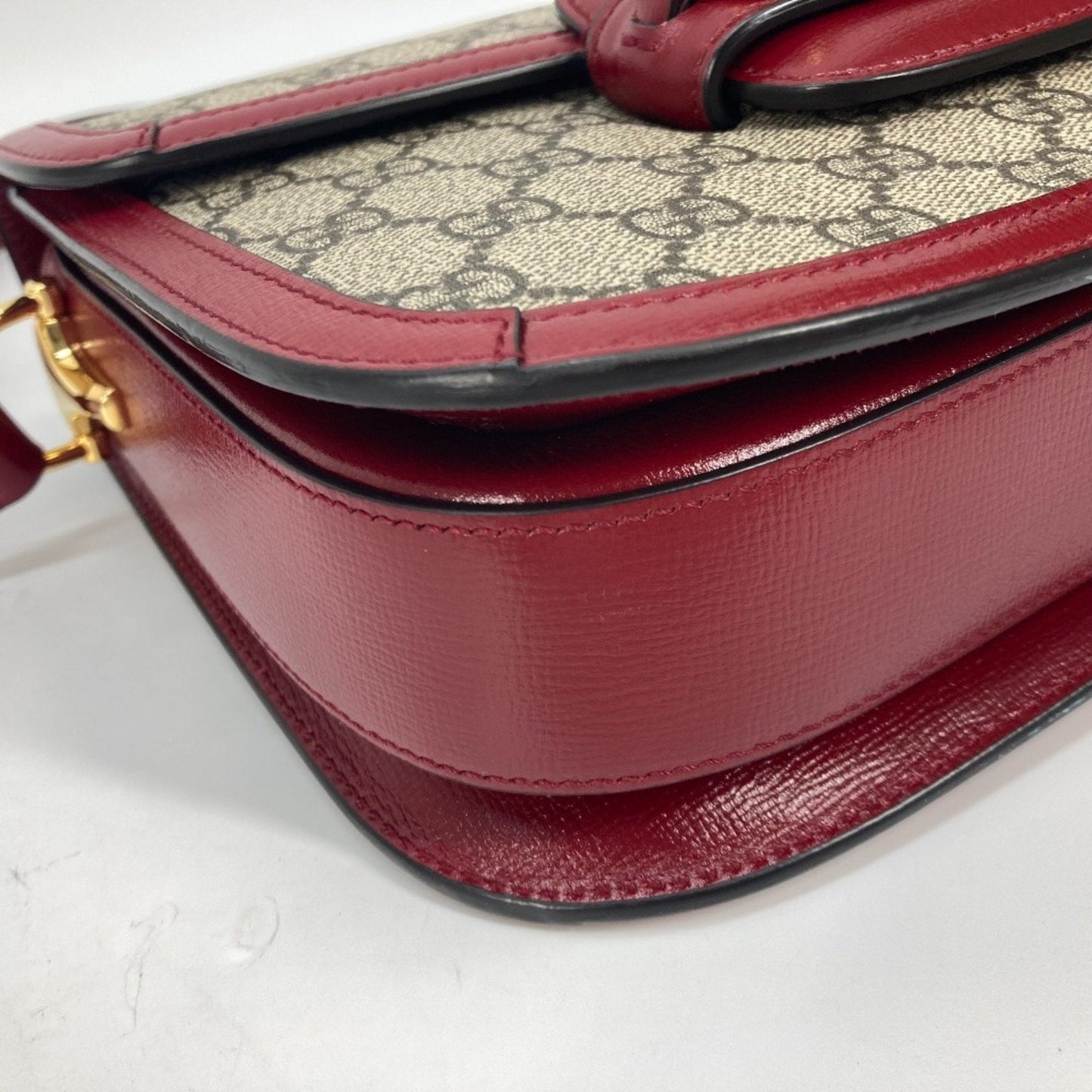 Gucci Beige Red Color Gg Supreme Leather Shoulder Bag