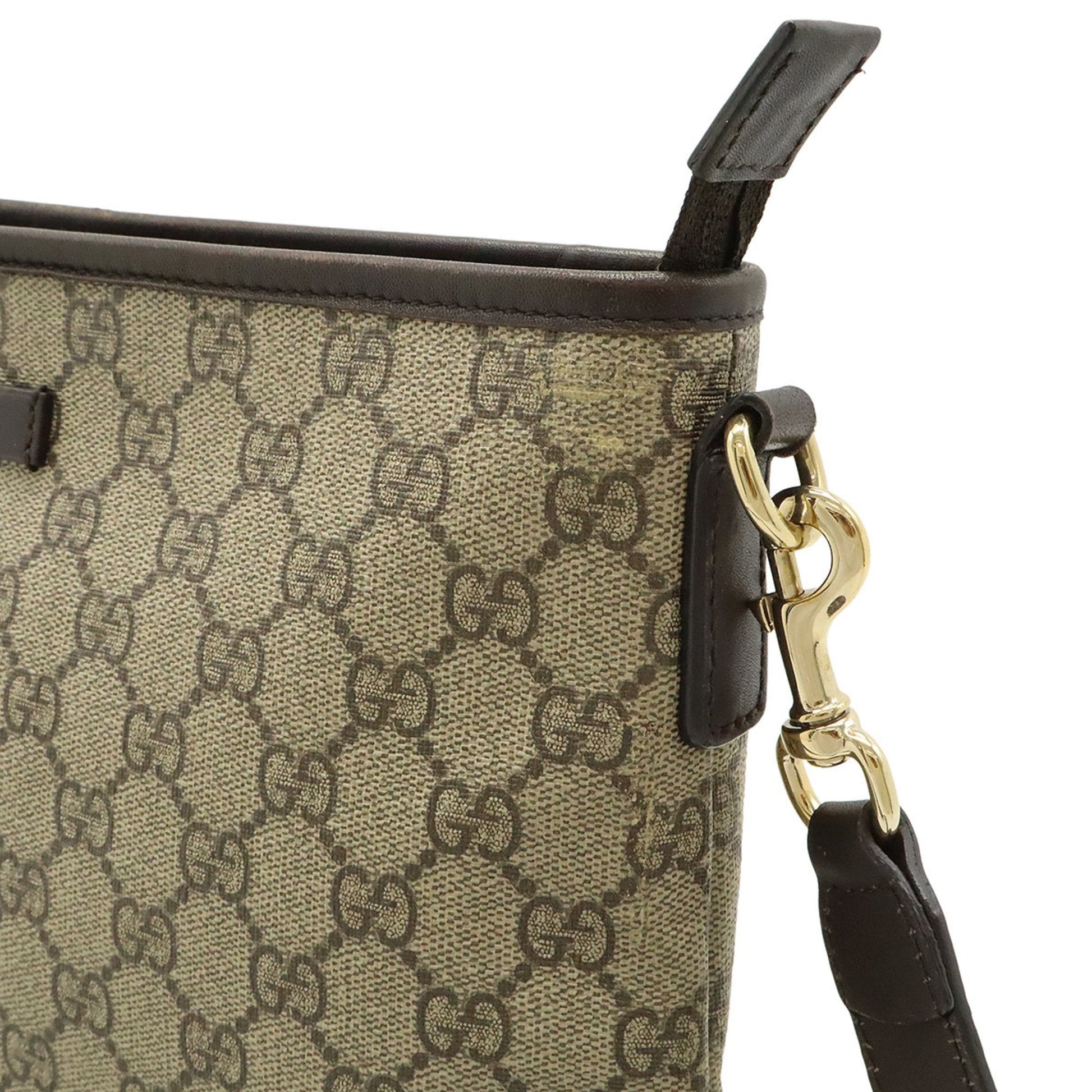 Gucci Beige Dark Brown Gg Supreme Leather Shoulder Bag