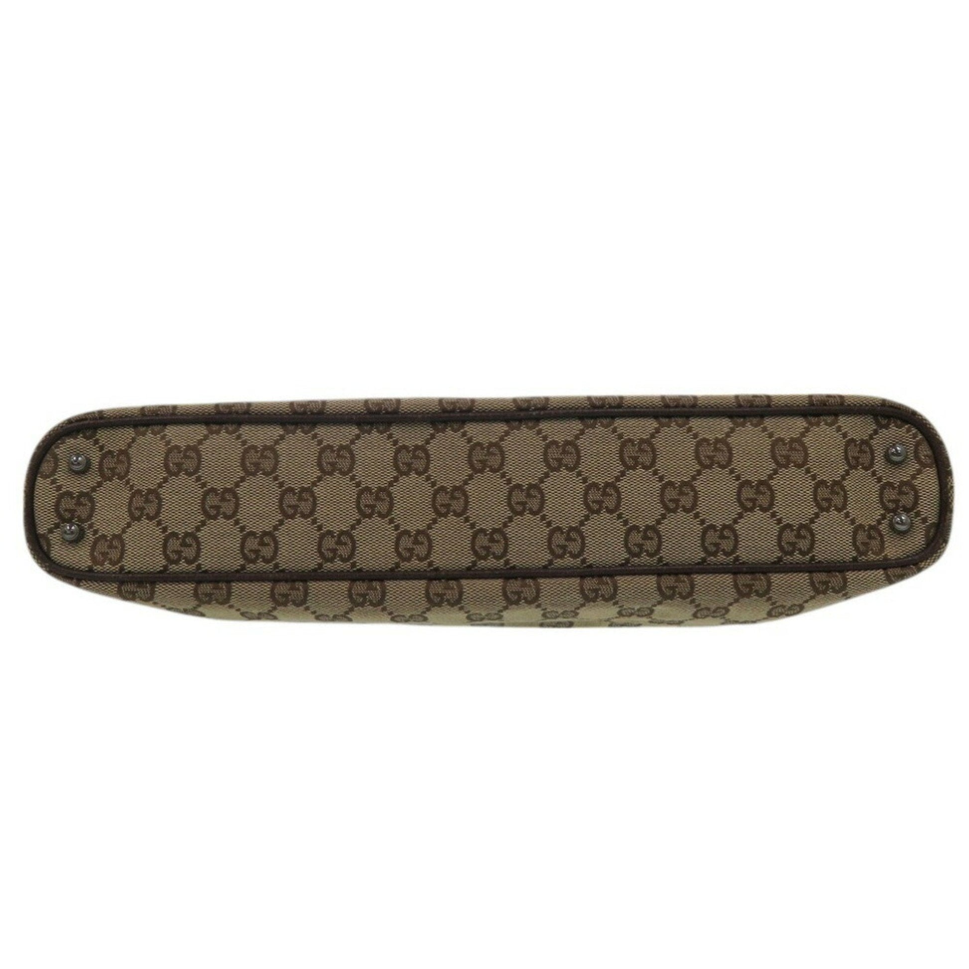 Gucci Beige Gg Canvas Leather Handbag Shoulder Bag