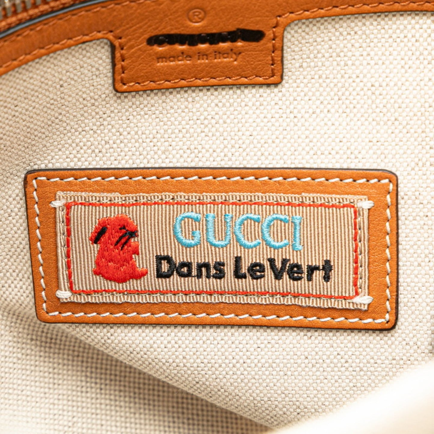 Gucci Beige Brown Red Color Nylon Leather Backpack