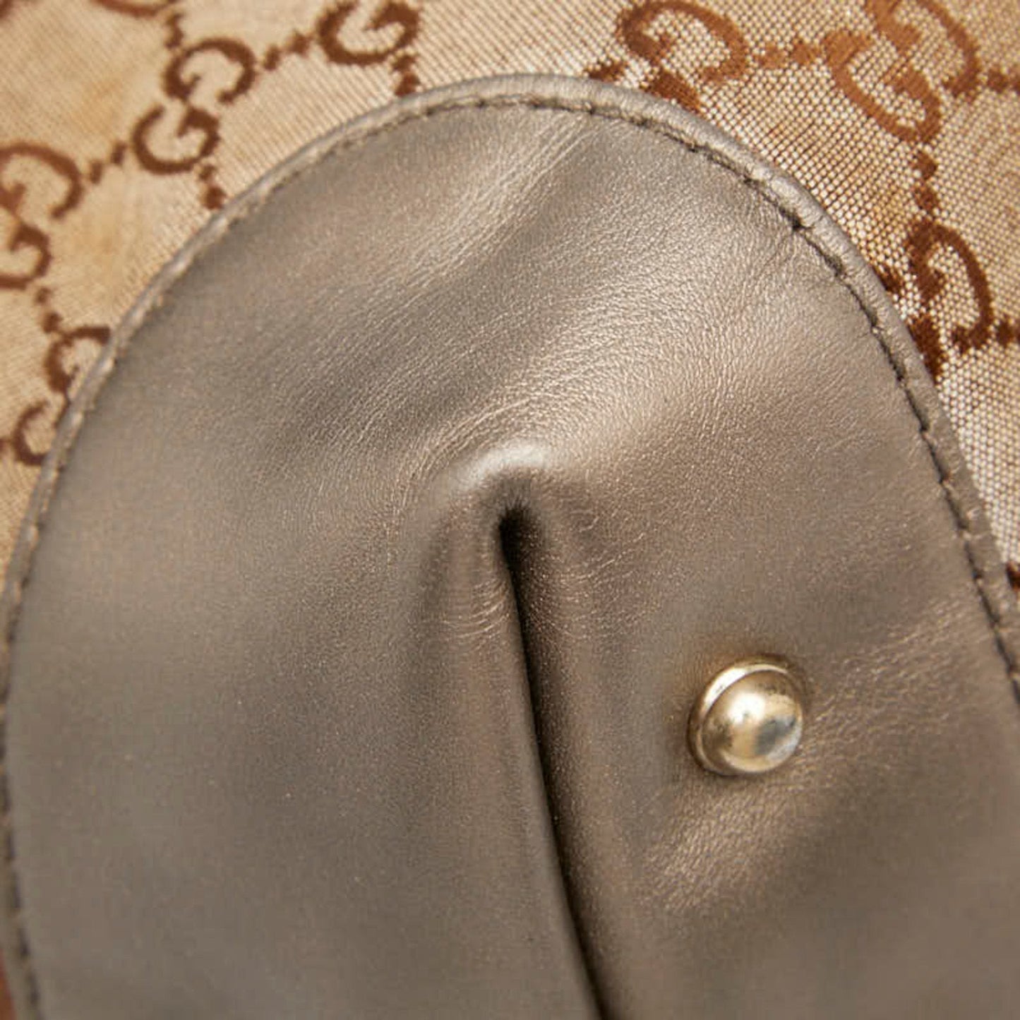 Gucci Brown Canvas Leather Shoulder Bag