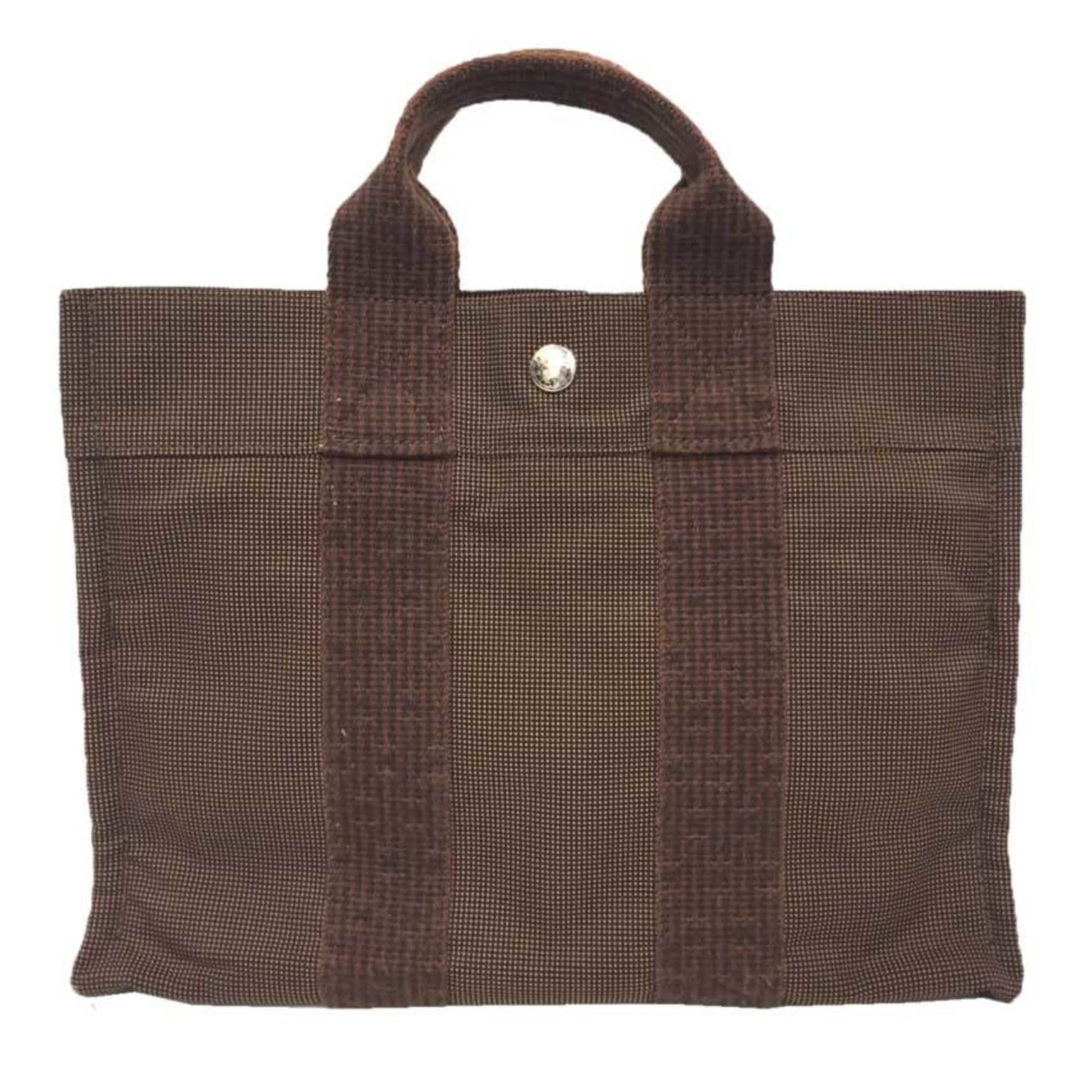 Hermes Tote Bag Canvas Nylon Brown Canvas Tote Bag